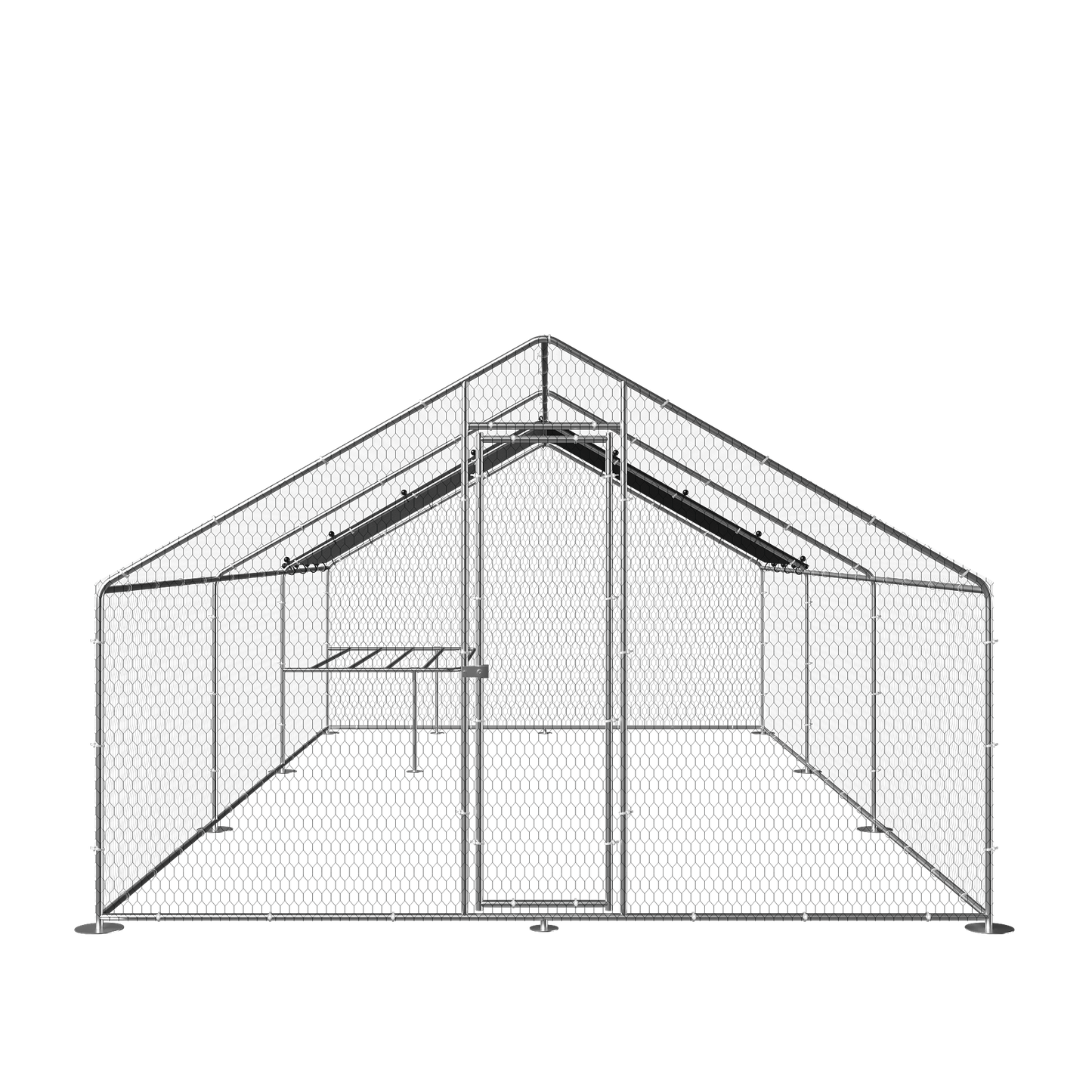 Large Metal Chicken Coop with Walk-In Design, Galvanized Wire, Waterproof Cover - Ideal for Outdoor, Backyard, and Farm Use (9.8' W x 19.7' D x 6.6' H)