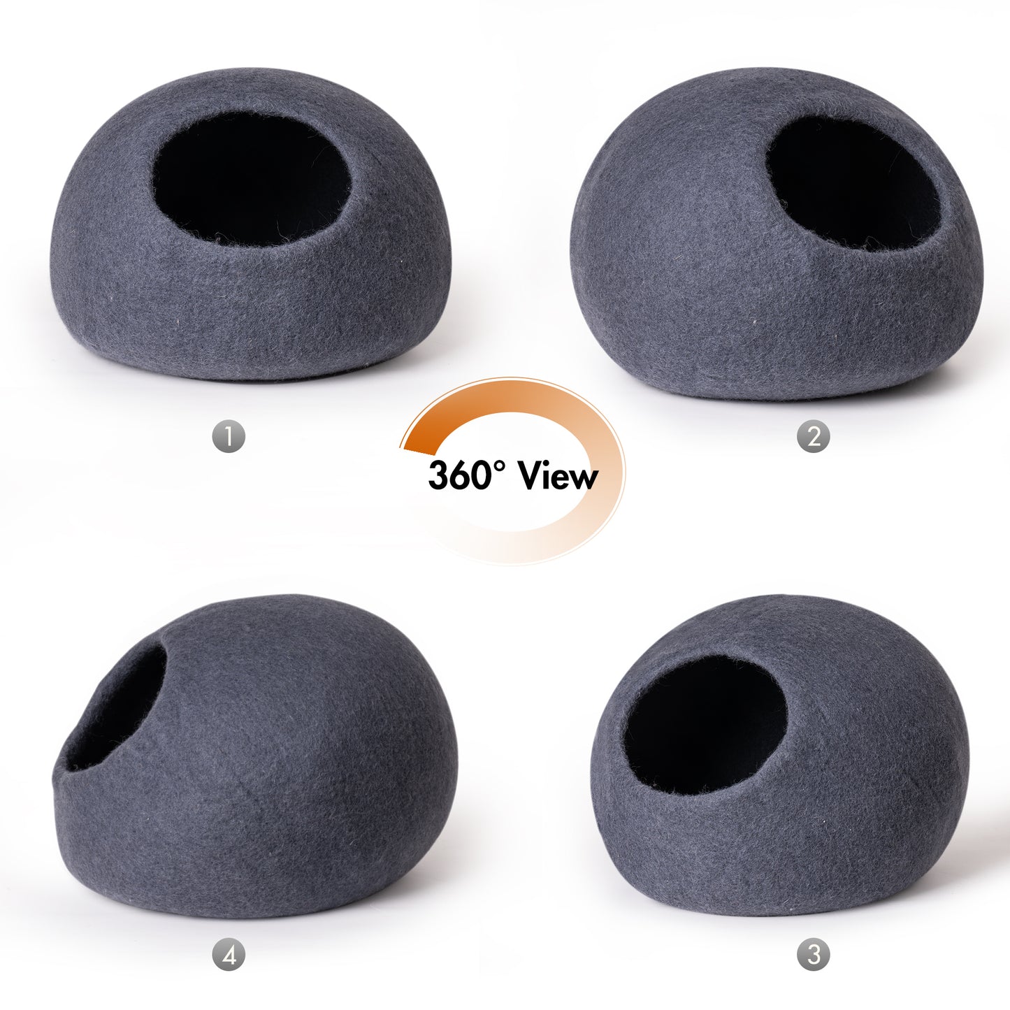 Cat Cave Bed - Handmade Wool Cat Bed Cave with Mouse Toy, Cozy and Durable, Available in Various Sizes and Colors