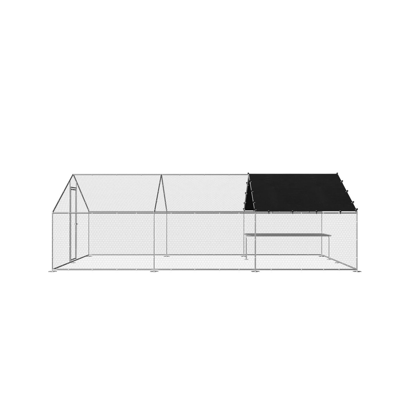 Large Metal Chicken Coop with Walk-In Design, Galvanized Wire, Waterproof Cover - Ideal for Outdoor, Backyard, and Farm Use (9.8' W x 19.7' D x 6.6' H)