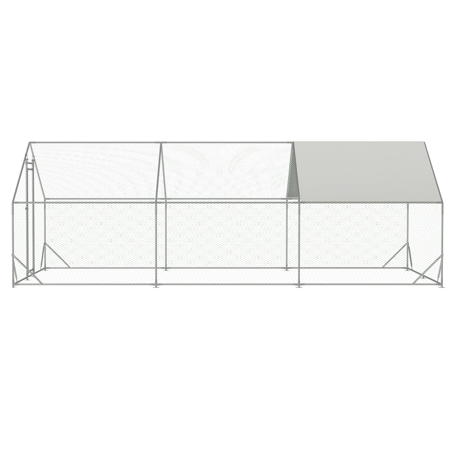 Large Metal Chicken Coop with Walk-in Chicken Run - Spacious Galvanized Wire Poultry Hen Pen Cage, Rabbits Duck Cages - Waterproof & Anti-Ultraviolet Cover - 10' L x 20' W x 6.56' H - Outdoor Use