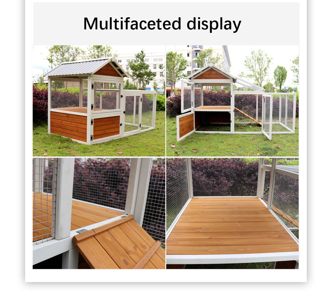 Large Outdoor Chicken Coop - Wooden Duck & Bird Cage with Nest Box - Waterproof PVC Board (Yellow Brown Gradient, 80")