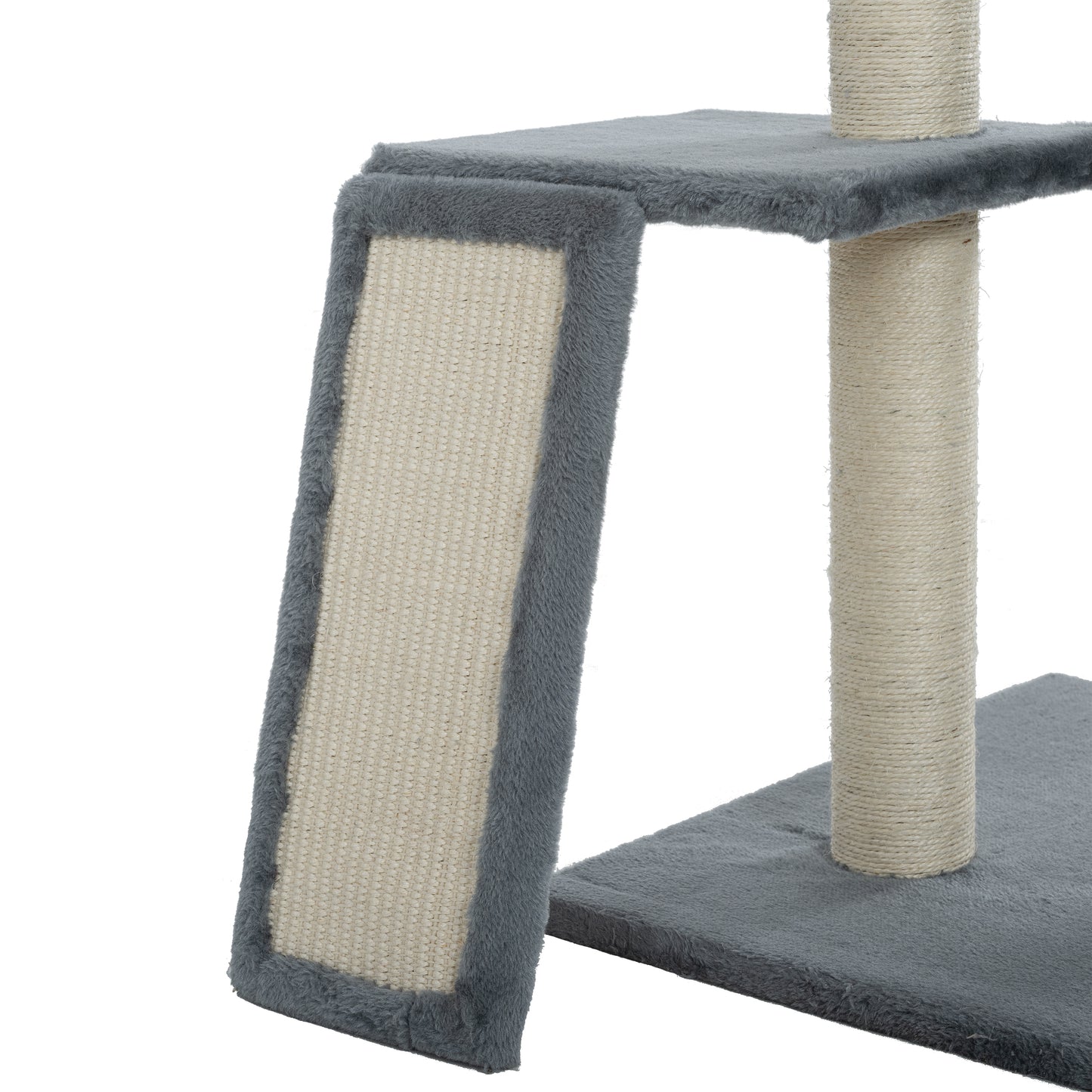 105-Inch Cat Tower for Indoor Cats, Multi-Level Cat Condo with Perches, Caves, Basket, and Scratching Board - Gray Color