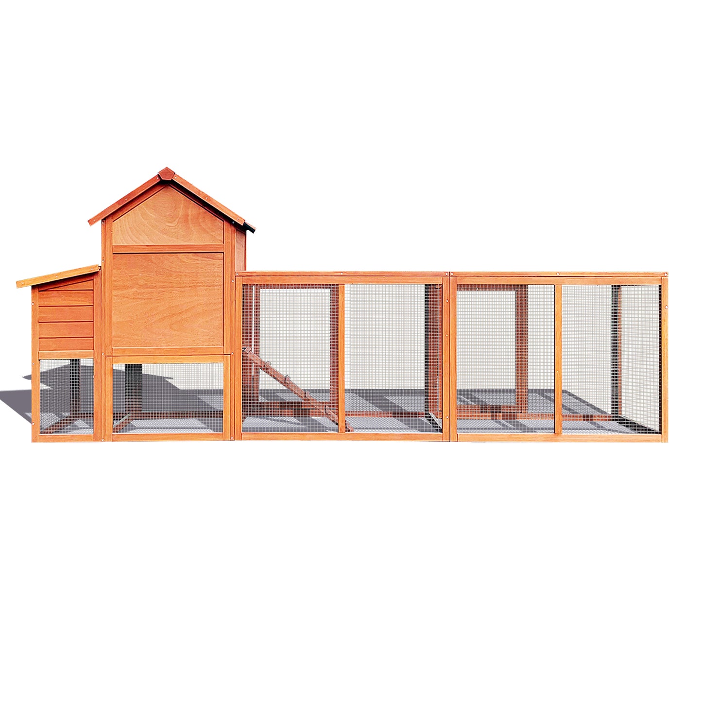 122" Large Wooden Chicken Coop | Outdoor Hen House with Nest Box & Wire Fence Poultry Cage | Spacious & Secure | Natural Wood Finish | 122" x [Dimensions]