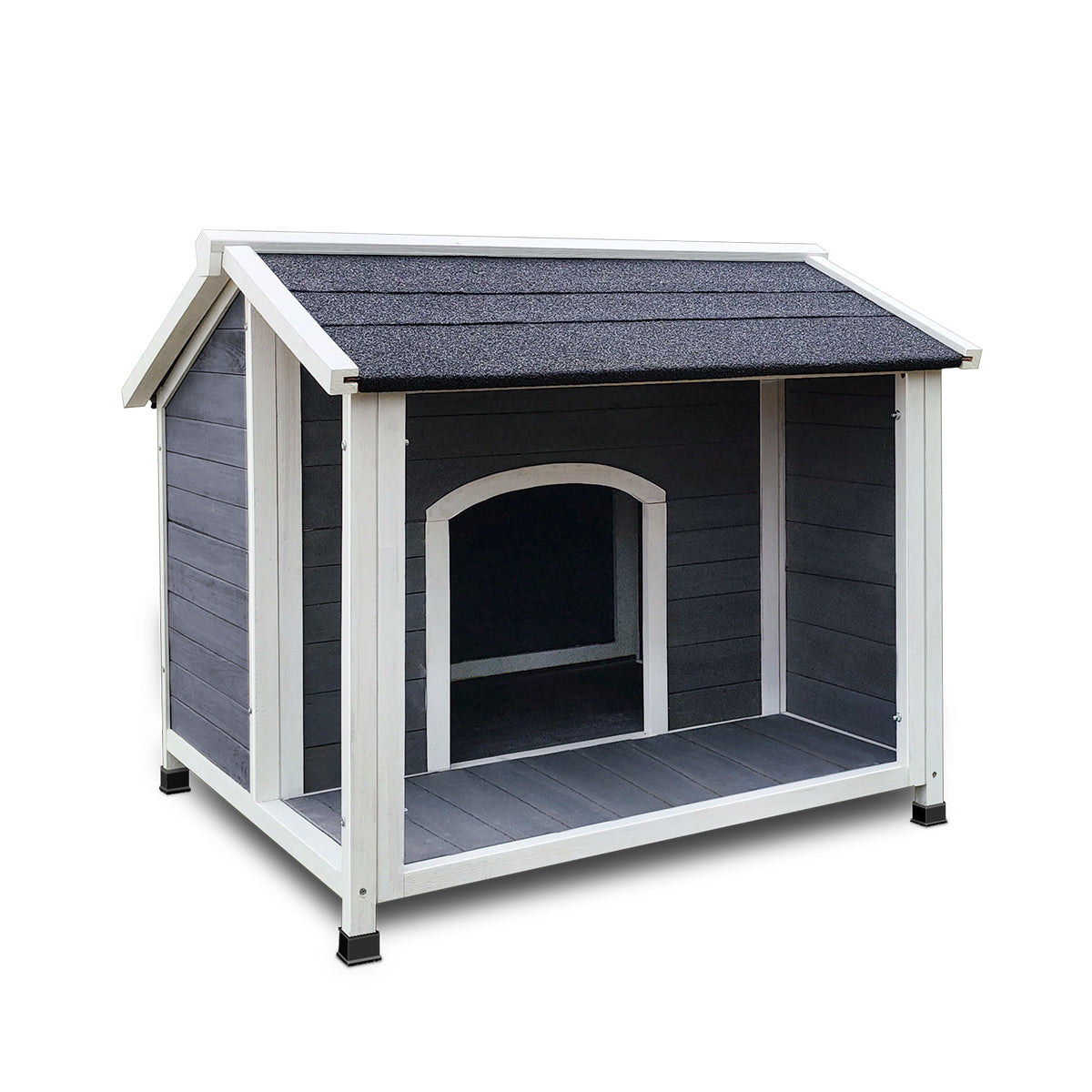 Large Outdoor Wooden Dog House: Waterproof, Windproof Kennel with Porch Deck - Provides Warmth, Comfort, and Shelter for Your Dog