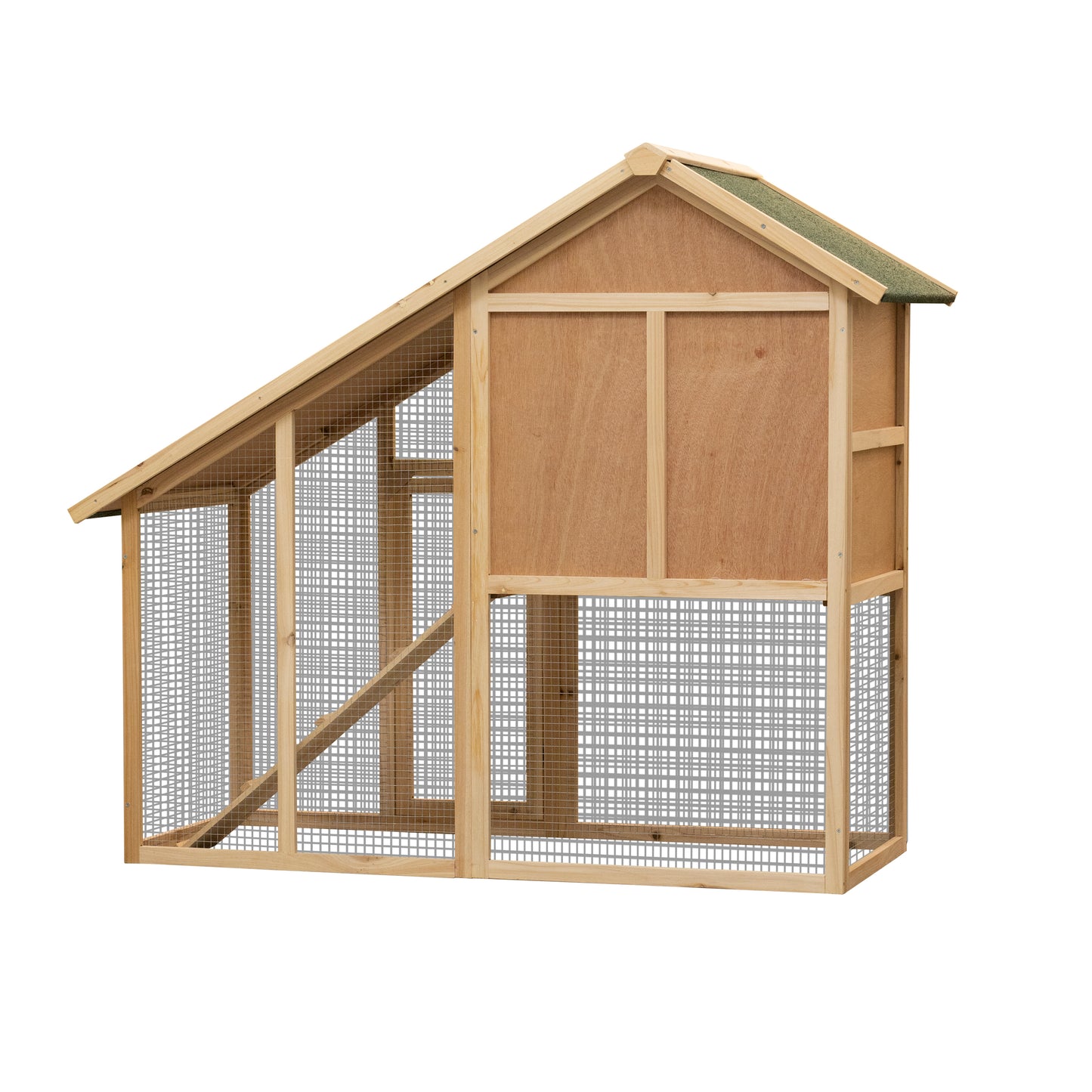 55" 2-Tier Wooden Rabbit Hutch Bunny Cage with Ramp, Waterproof Roof, Removable Tray & Outdoor Run - Small Animal House, Size L