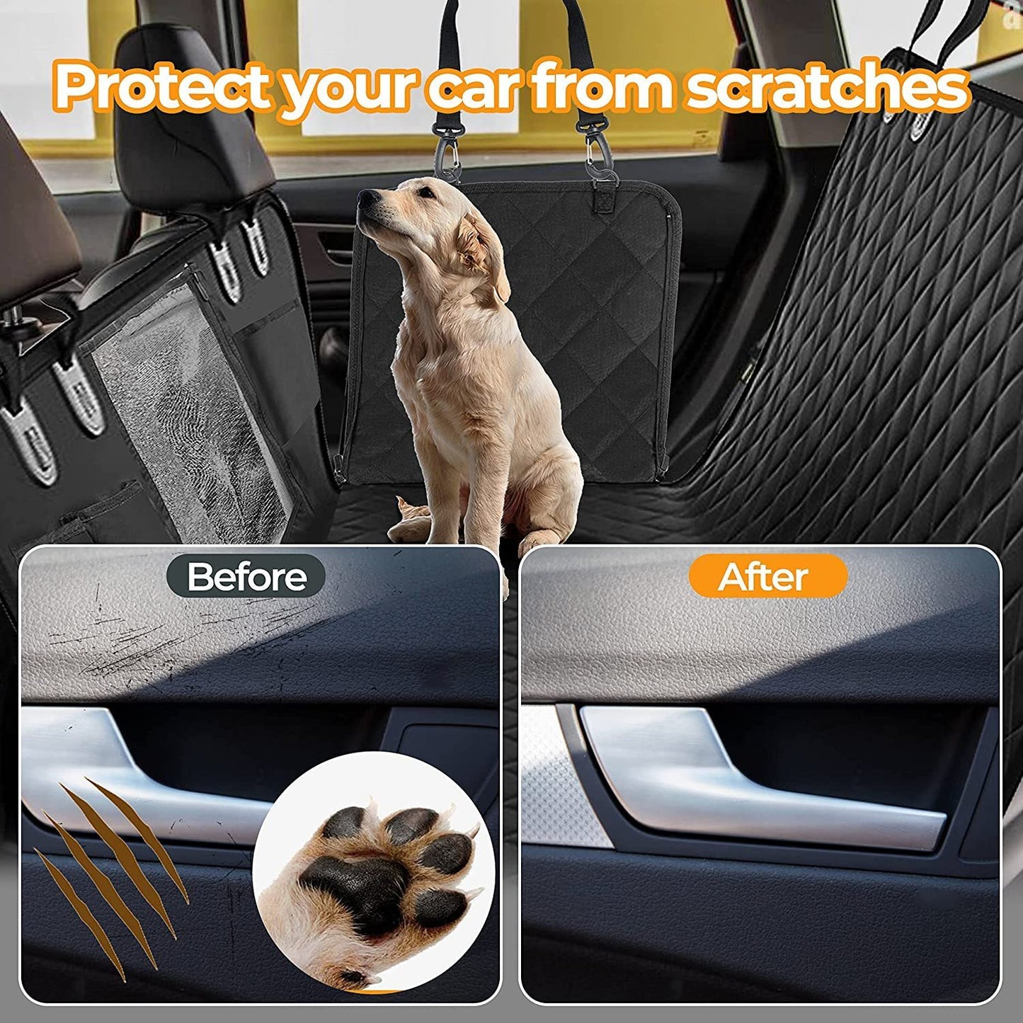 Simple Deluxe Dog Car Seat Cover: 100% Waterproof, Scratchproof, Nonslip Pet Seat Protector with Mesh Window - Ideal for Cars, Trucks, SUVs - Standard Size