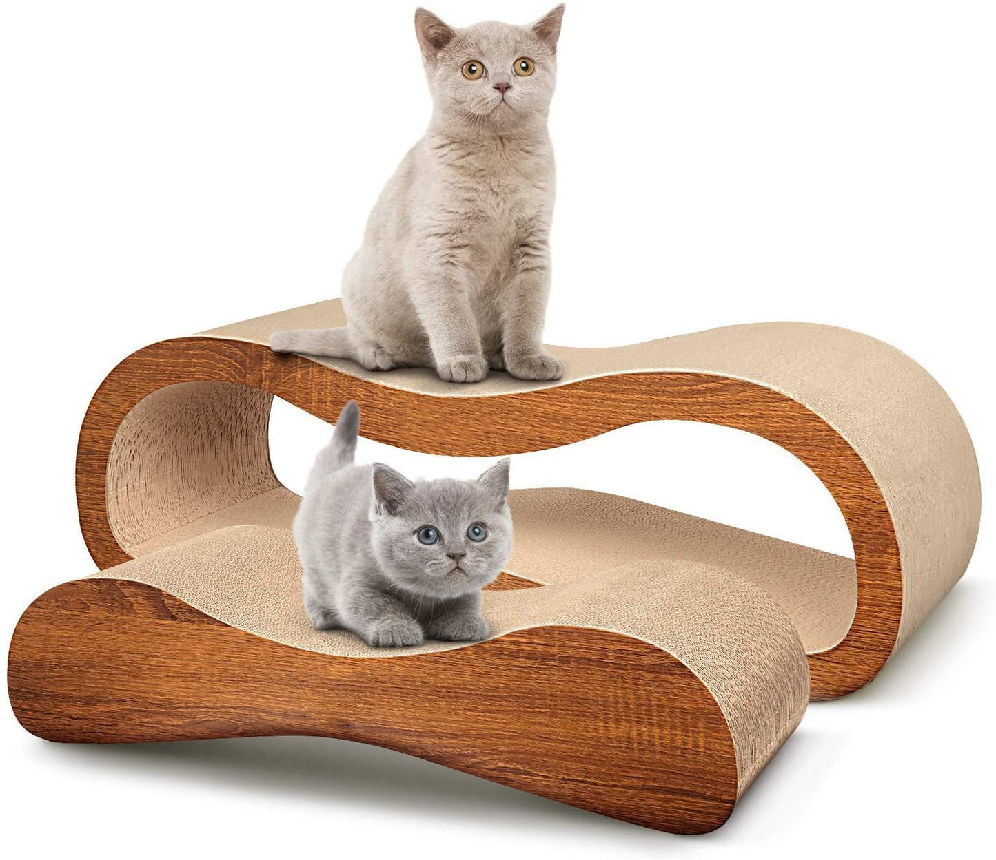 FluffyDream 2 in 1 Cat Scratcher Cardboard Lounge Bed | Durable Board Pads Prevent Furniture Damage | Large Size | Ideal Cat Scratching Post