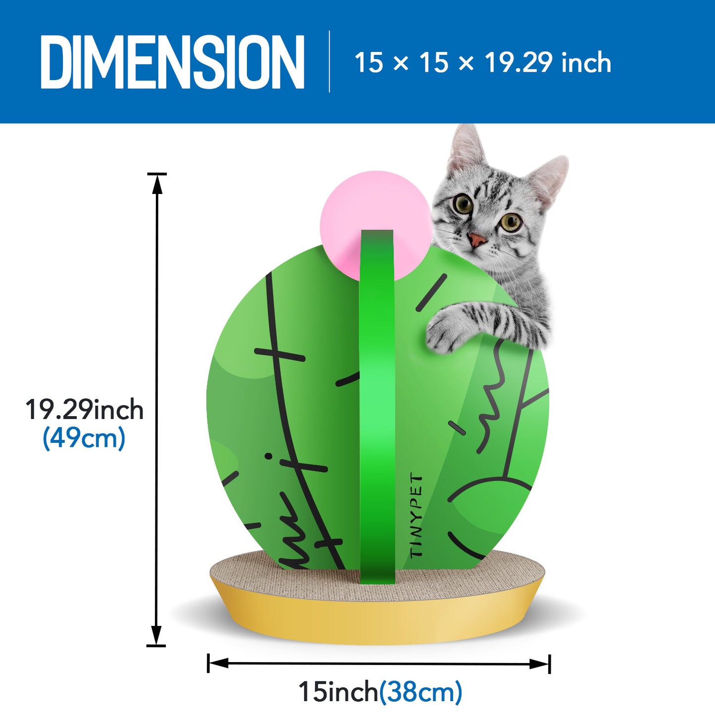 Cat Condo Scratcher Post Cardboard, Cactus Shape Cat Scratching Board - 15x15x19.29 Inch