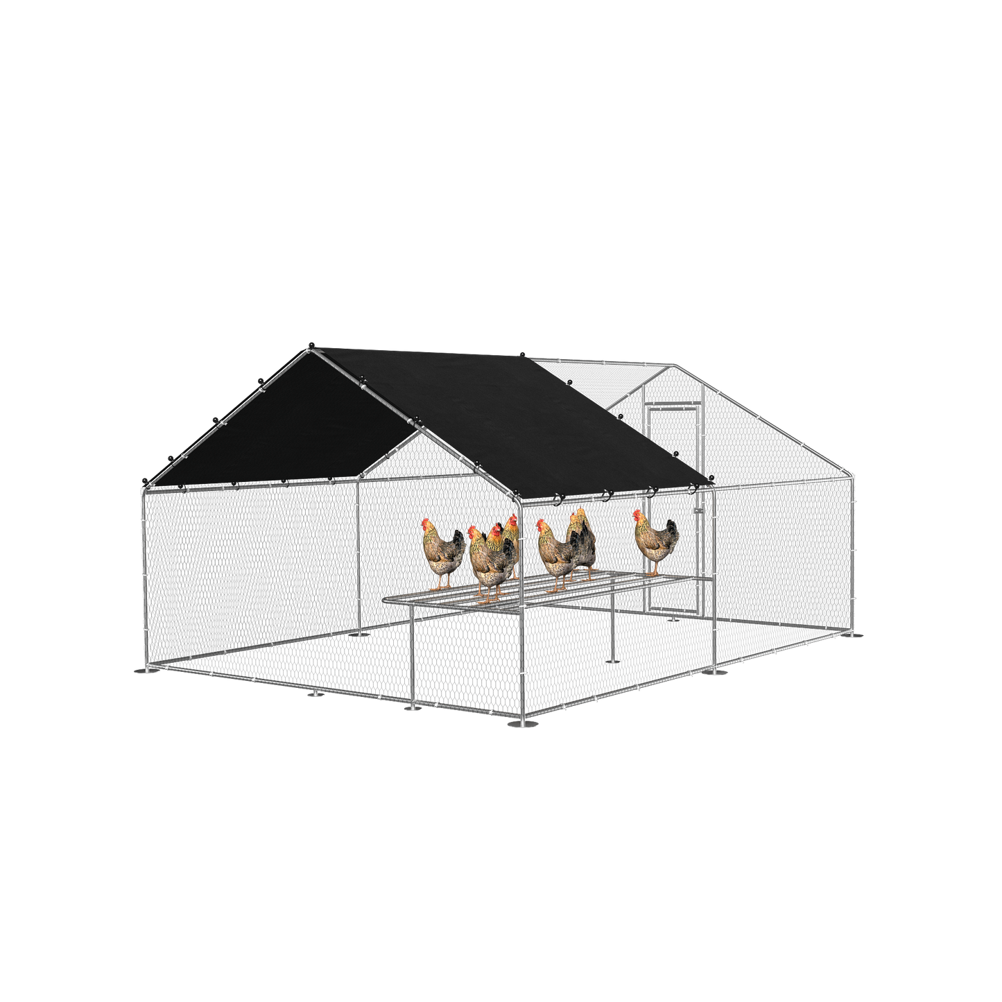 Large Metal Walk-In Chicken Coop with Galvanized Wire - Outdoor, Backyard, Farm - Waterproof, UV Protection - 9.8'W x 13.1'L x 6.6'H