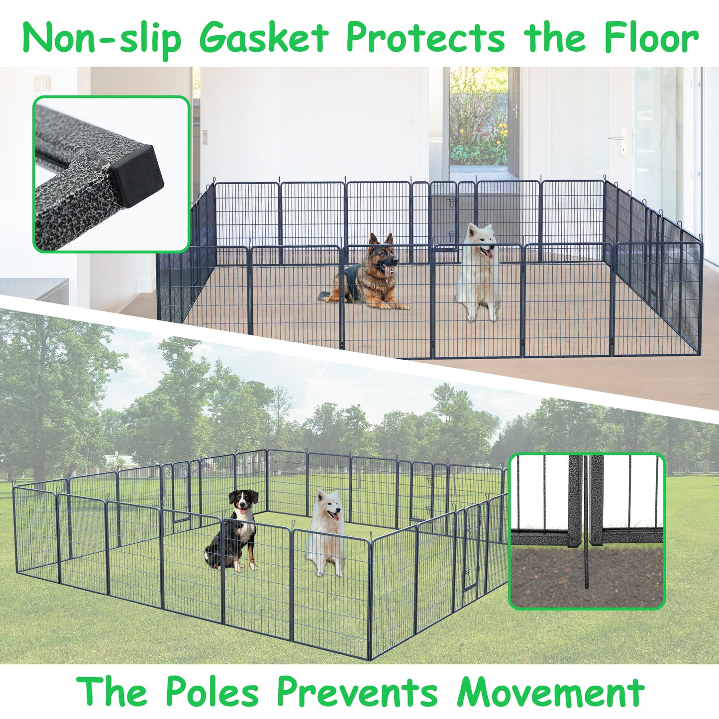 Foldable 24 Panels Dog Playpen - 40" Height Pet Enclosure Outdoor Fence with Lockable Door for Large/Medium/Small Dogs. Puppy Playpen for RV, Camping.