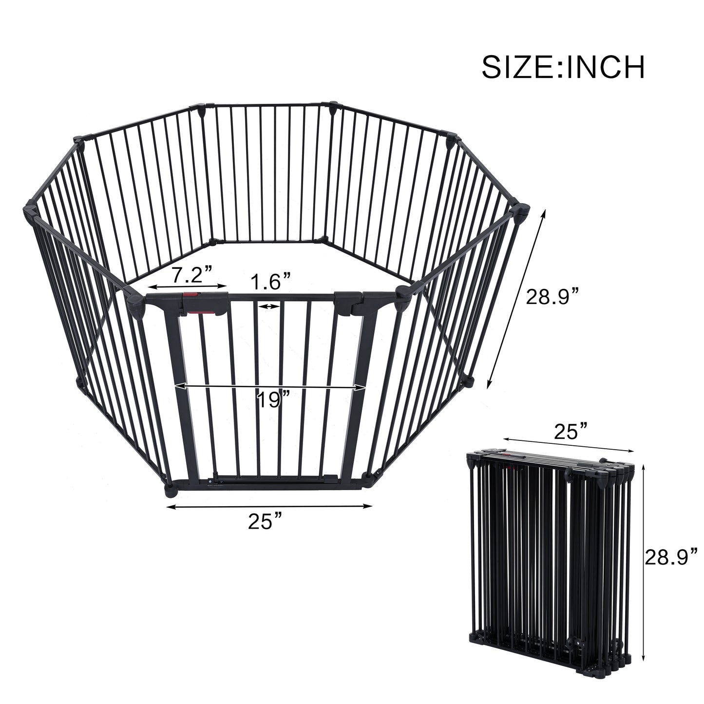 200" Adjustable Safety Gate 8 Panels Play Yard Metal Doorways Fence