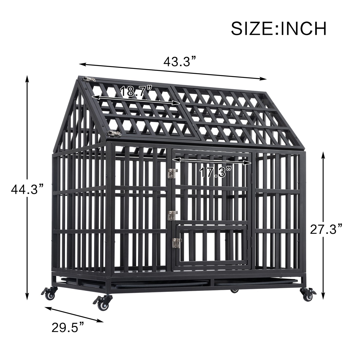 Heavy Duty Dog Cage with Roof - Sturdy Pet Crate for Secure Containment - Available in Various Sizes and Colors