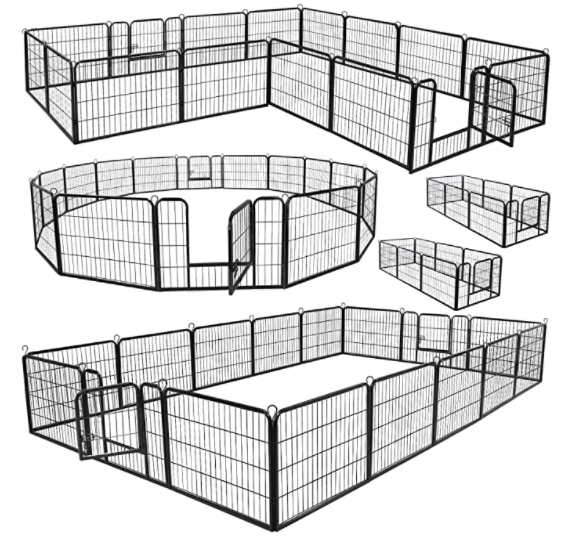 Dog Pen Indoor, 16 Panels 24-inch-high Playpen for Small/Medium/Puppy Dogs - Heavy Duty Metal Pet Fence Outdoor Enclosure Kennel for RV Camping Play Yard - Ideal for Rabbits, Ducks - Size: 24 inches