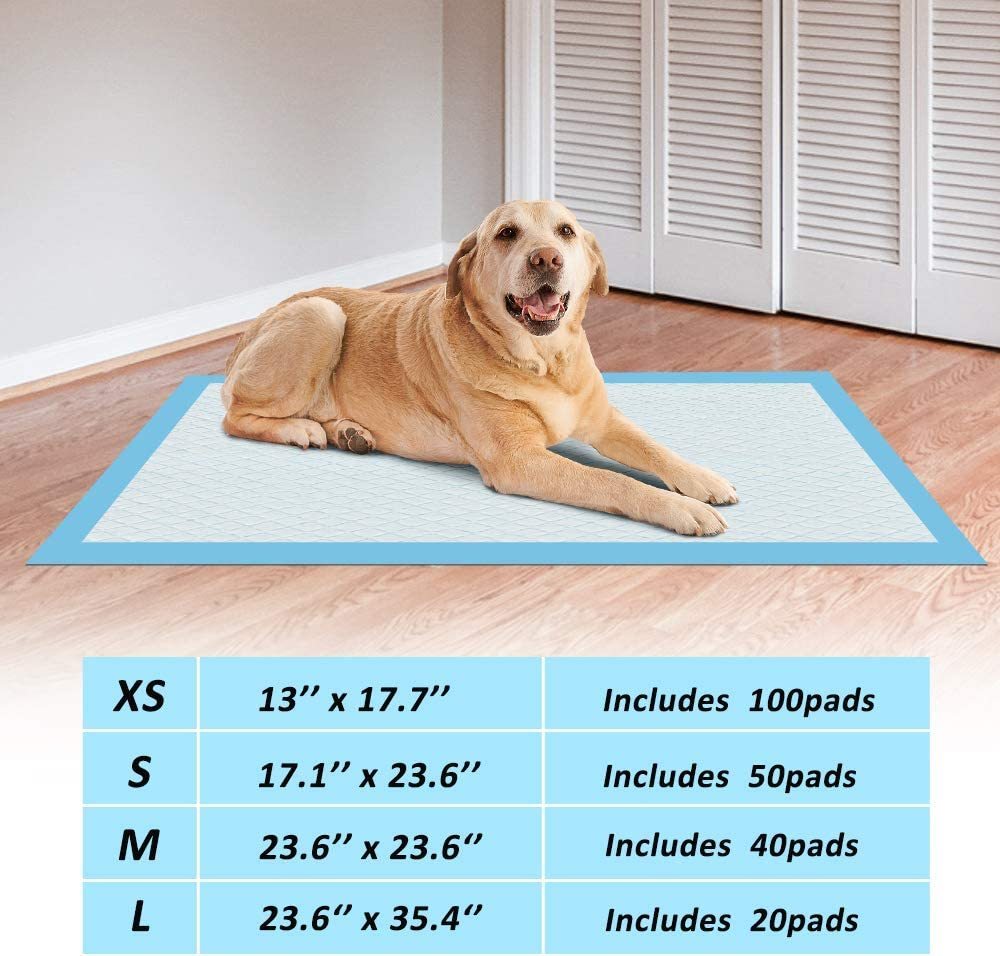 ScratchMe Super-Absorbent Waterproof Dog & Puppy Training Pad, 100-Count Extra Small-Size, Blue | Housebreaking Pet Pad, 13’’X17.7’’