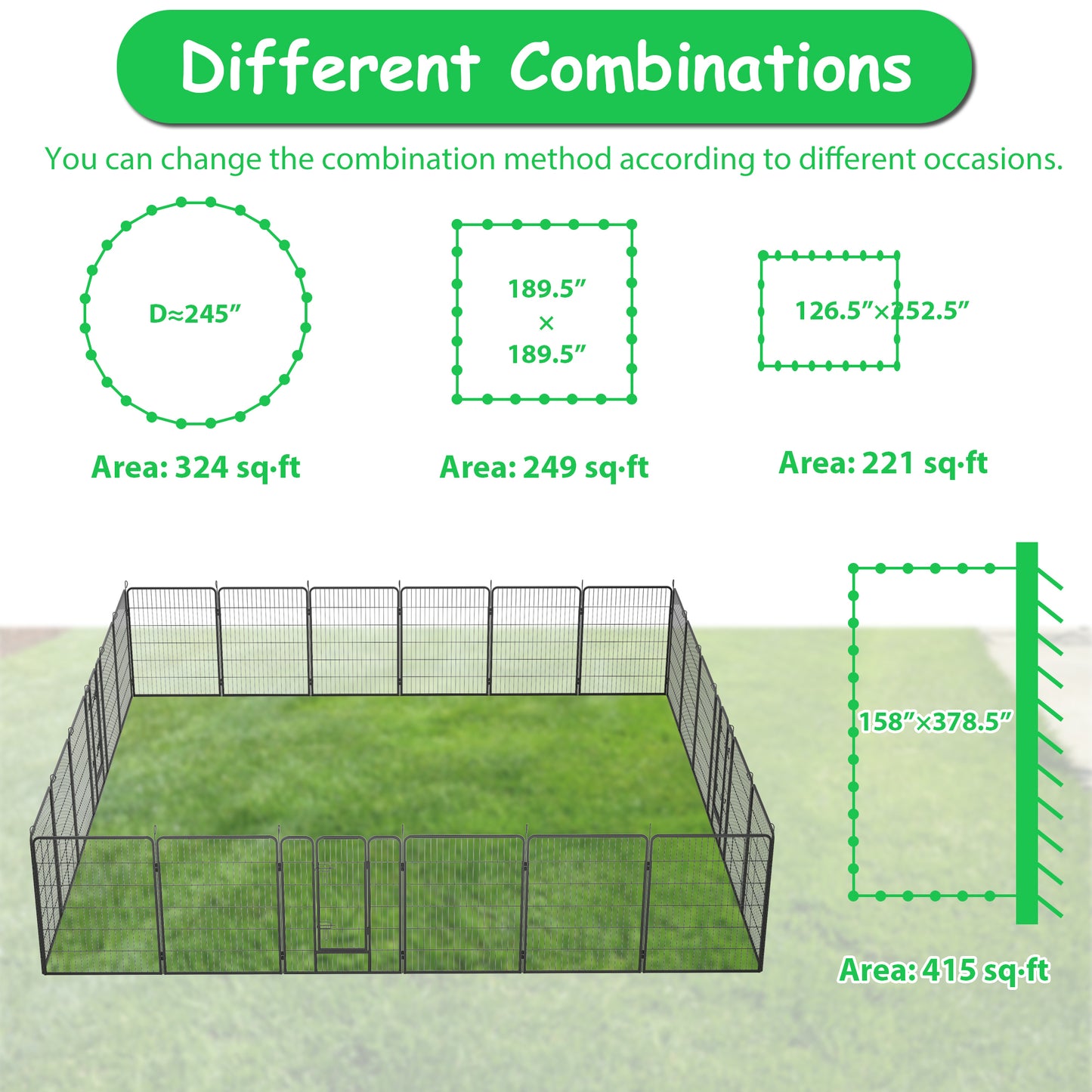 Foldable 24 Panels Dog Playpen - 40" Height Pet Enclosure Outdoor Fence with Lockable Door for Large/Medium/Small Dogs. Puppy Playpen for RV, Camping.