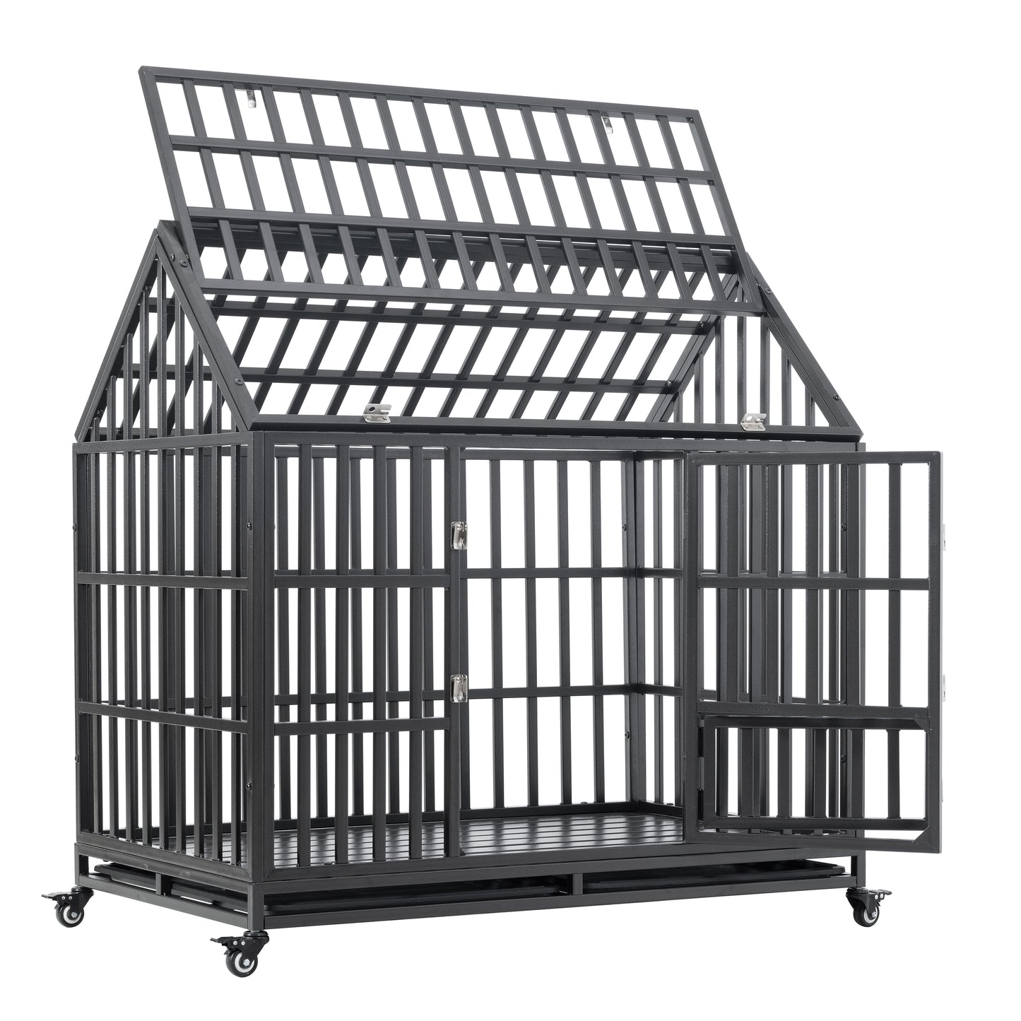 Heavy Duty Dog Cage with Roof & Window - Durable Pet Crate with Secure Roof and Ventilated Window for Large Dogs - Available in Multiple Sizes and Colors