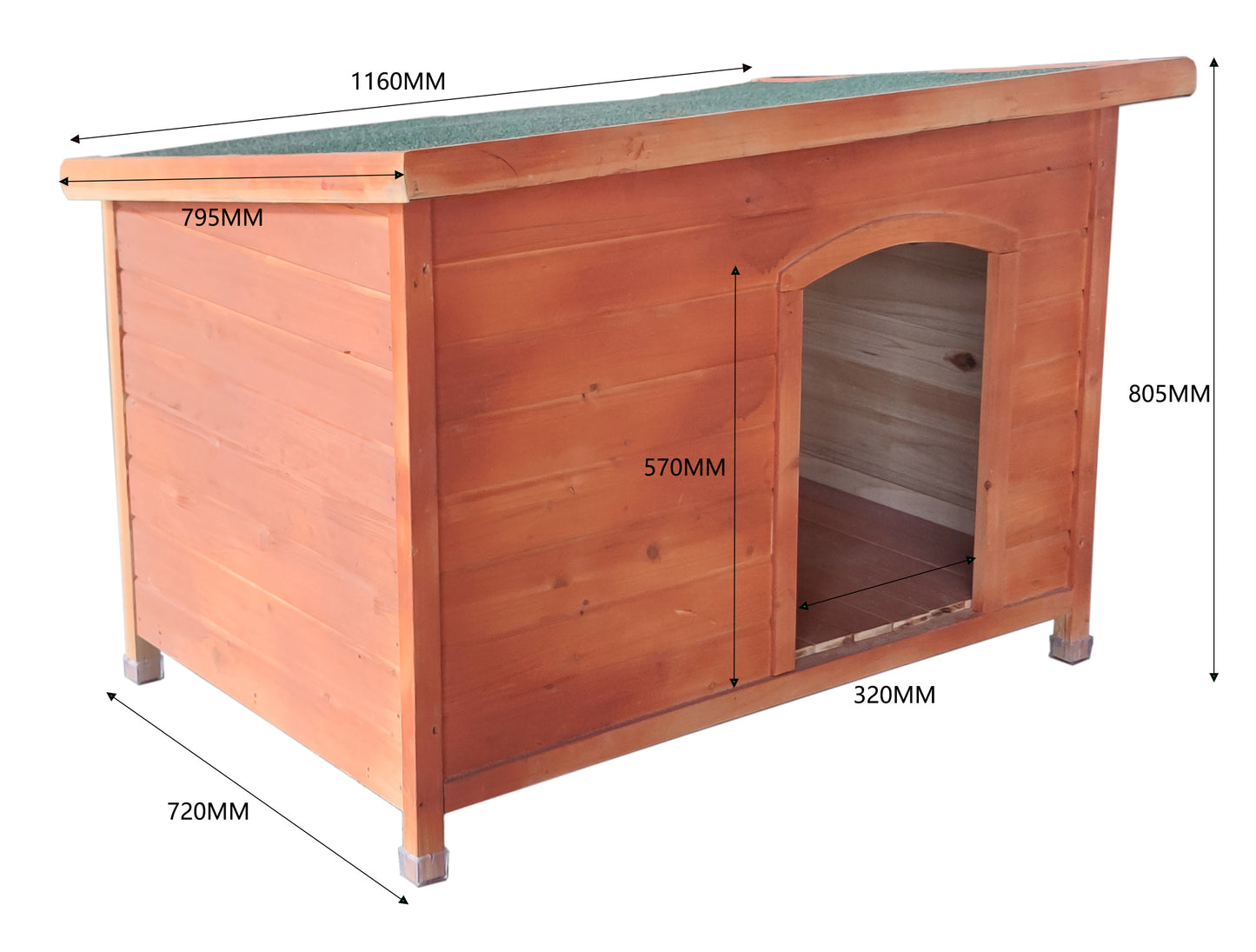 Outdoor Wooden Dog Kennel with Leg Protectors - Backyard Dog House for Small to Medium Dogs - Durable, Weather-resistant, Easy to Assemble - Natural Wood Color - Size Options Available