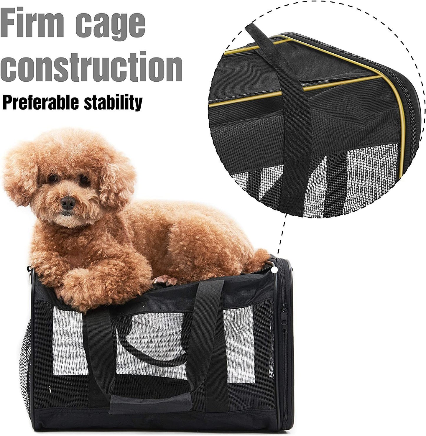 "Soft Sided Pet Travel Carrier for Cats, Small Dogs, Kittens or Puppies | Collapsible, Durable | Airline Approved | Travel Friendly | Safely Carry Your Pet Comfortably | ScratchMe | (Color/Size Options)"