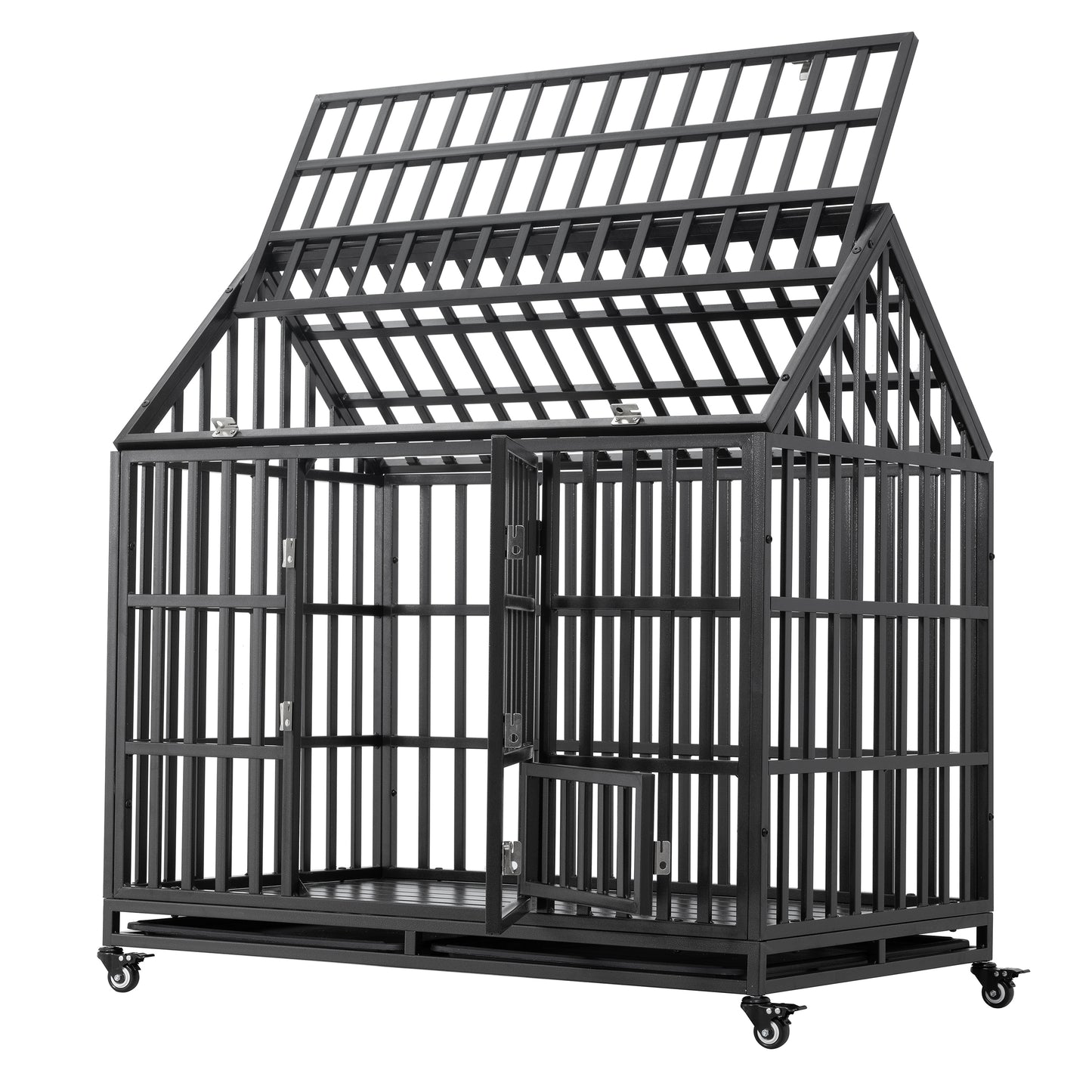 Heavy Duty Dog Cage with Roof & Window - Durable Pet Crate with Secure Roof and Ventilated Window for Large Dogs - Available in Multiple Sizes and Colors