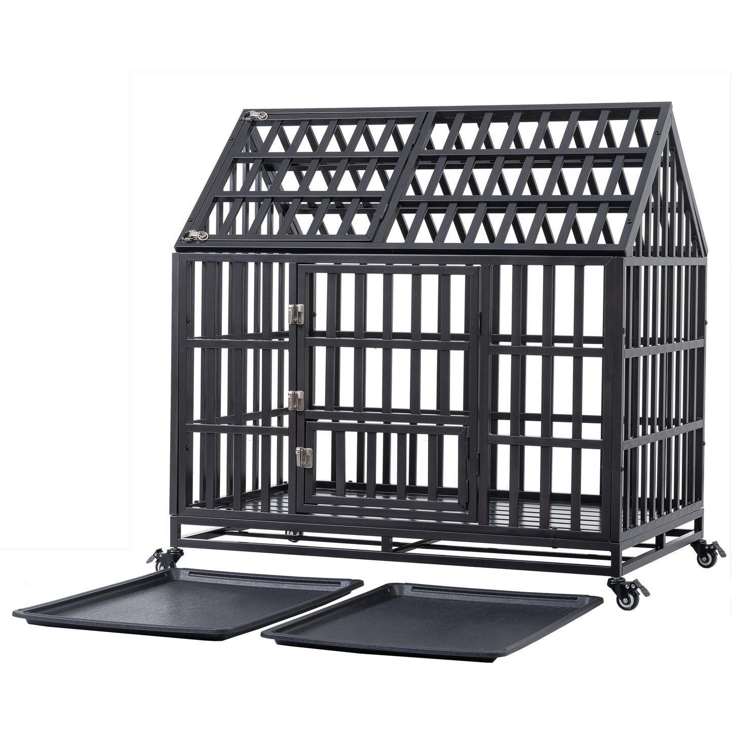 Heavy Duty Dog Cage with Roof - Sturdy Pet Crate for Secure Containment - Available in Various Sizes and Colors