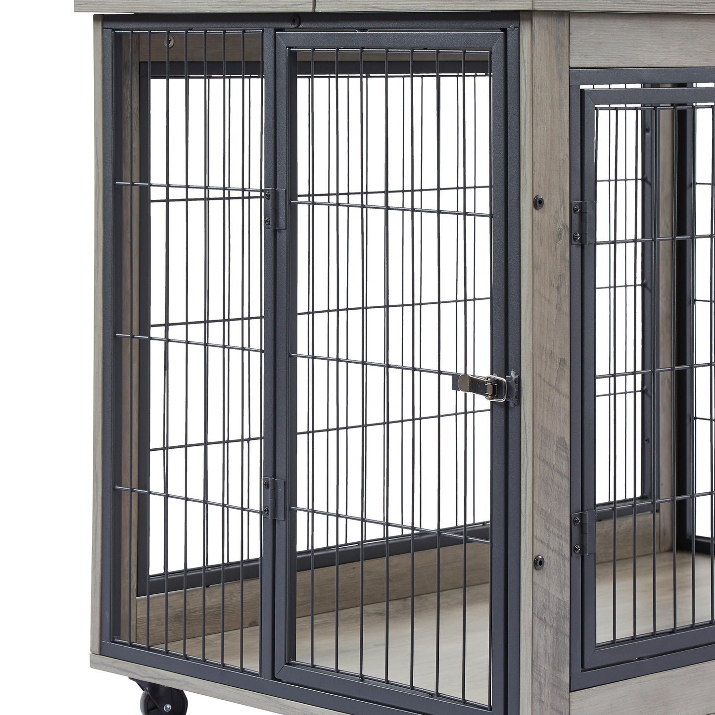 Furniture Dog Cage Crate with Double Doors on Casters - Grey, 31.50'' W x 22.05'' D x 24.8'' H: Stylish and Functional Pet Enclosure with Easy Mobility