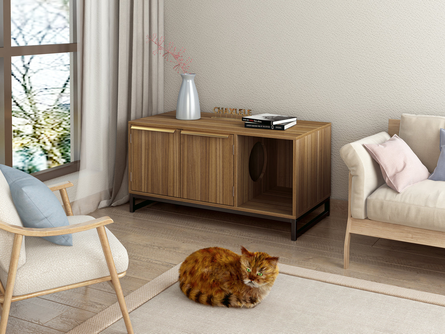 Cat House TV Stand: Pet House for Living Room - Multi-Functional Furniture with Storage Space for your Feline Friend - Available in Various Sizes and Colors