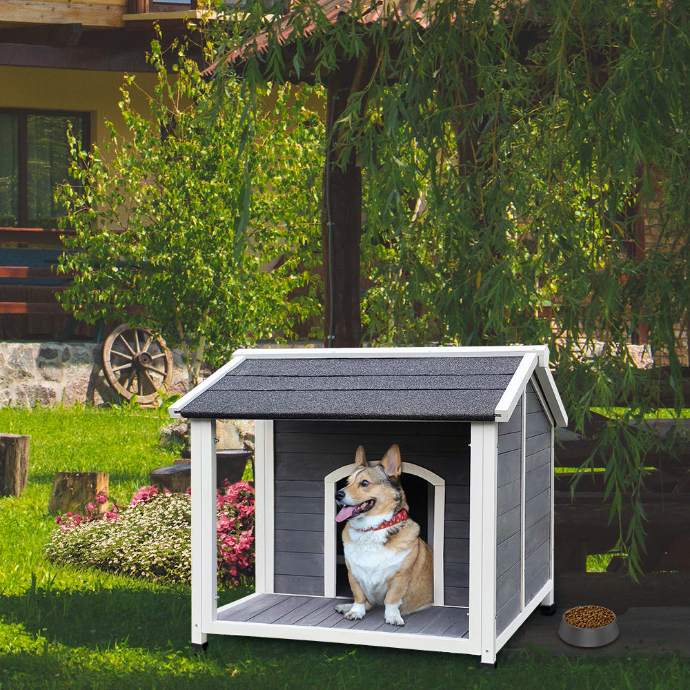 Outdoor Wooden Dog House, Waterproof & Windproof, Warm Kennel for Medium Dogs, Easy Assembly, Ideal for Pets - 220 Letters