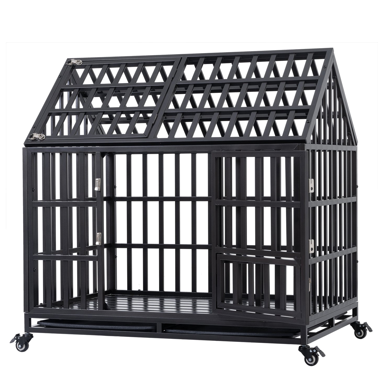 Heavy Duty Dog Cage with Roof - Sturdy Pet Crate for Secure Containment - Available in Various Sizes and Colors