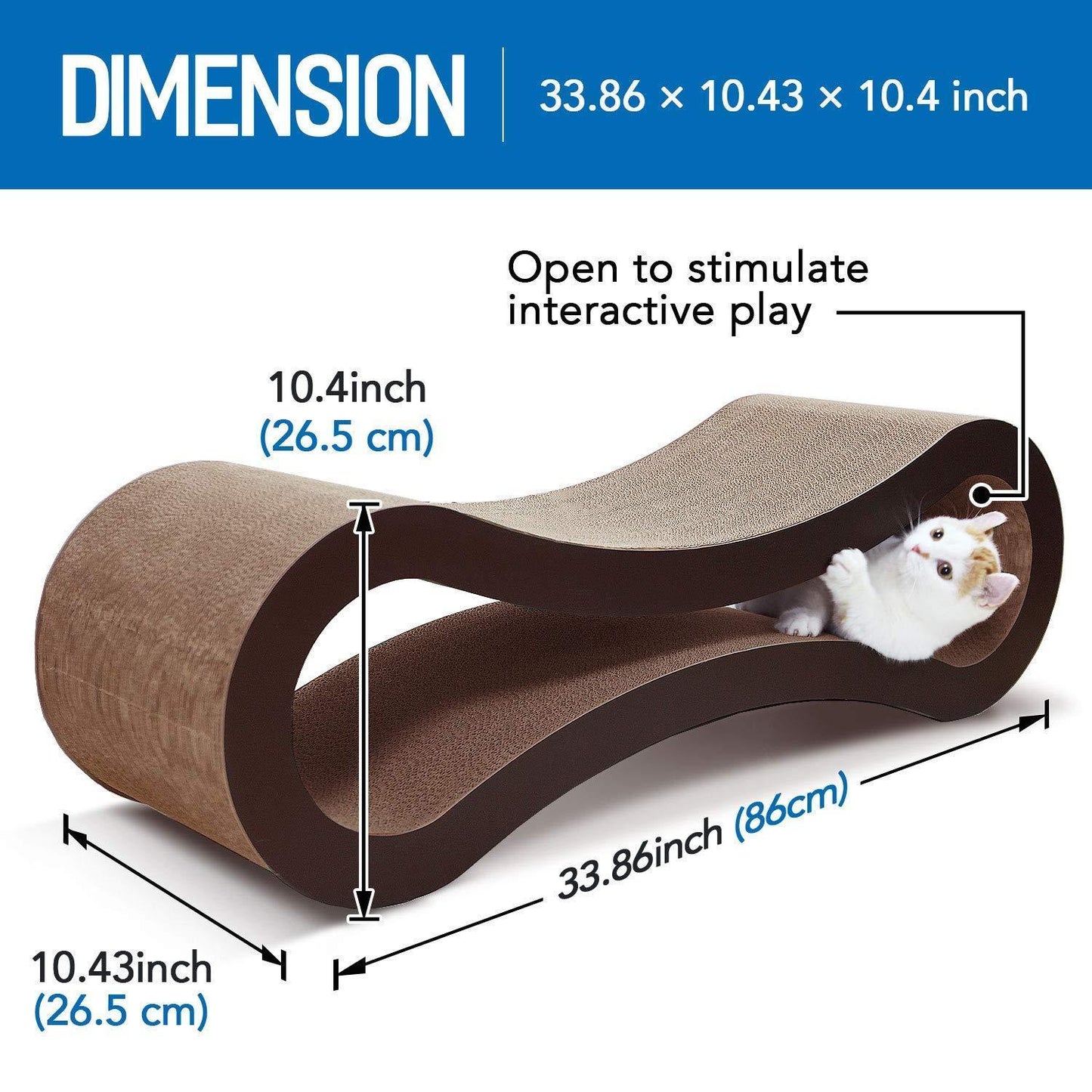 FluffyDream Cat Scratcher Cardboard - Infinity Shape, Curved Design, Scratching Pad House Bed Furniture Protector - Choose Your Color and Size