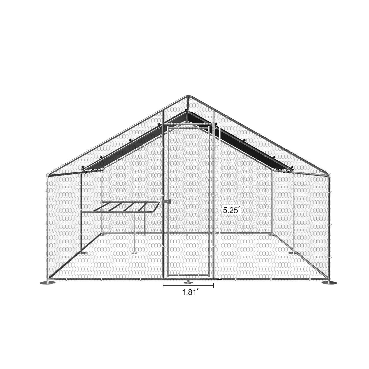 Large Metal Walk-In Chicken Coop with Galvanized Wire - Outdoor, Backyard, Farm - Waterproof, UV Protection - 9.8'W x 13.1'L x 6.6'H