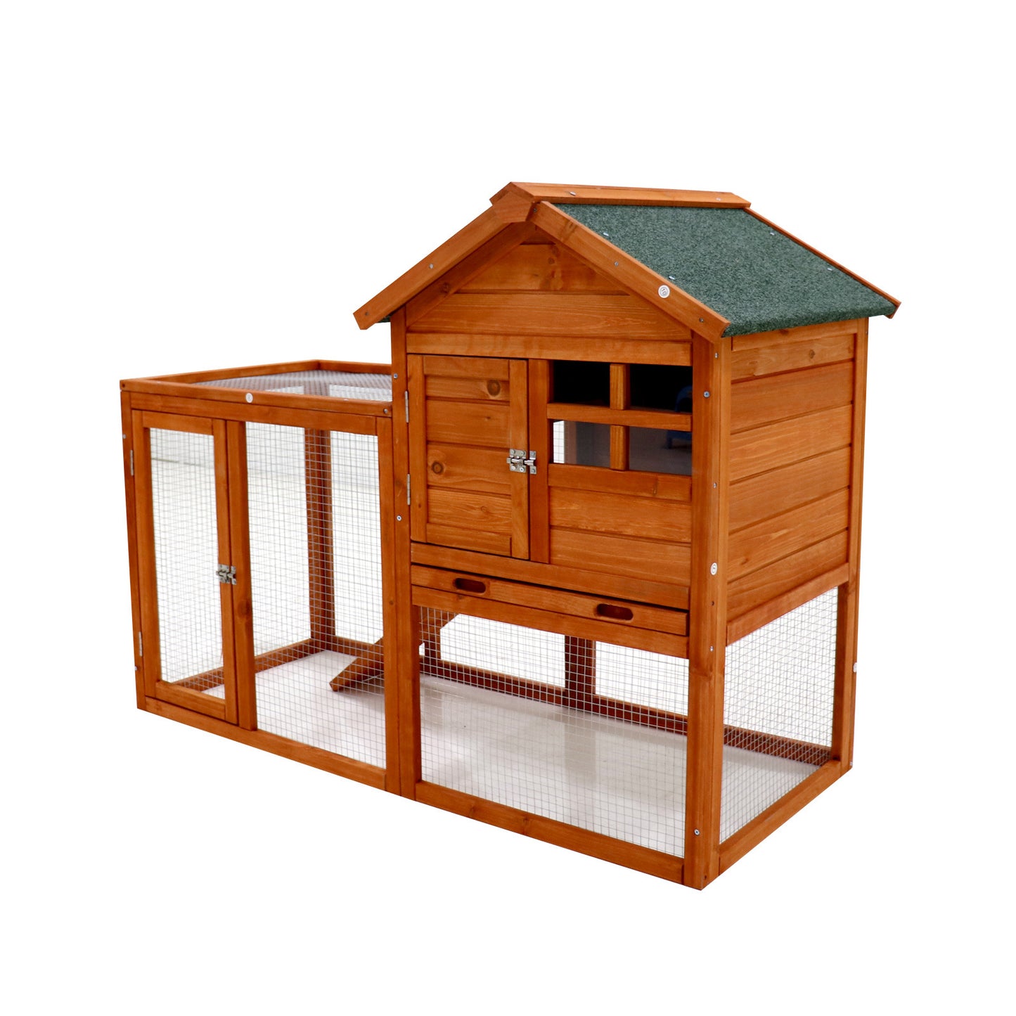 Deluxe Wooden Chicken Coop Hen House Rabbit Wood Hutch Poultry Cage Habitat (Natural) - Spacious and Sturdy Coop for Hen and Rabbit Shelter with Natural Wood Finish, Ideal for Poultry and Small Animals