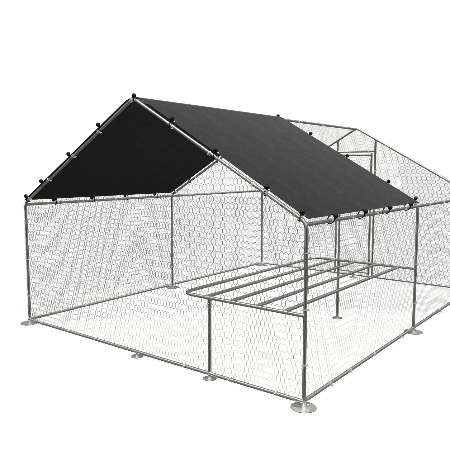 Large Metal Walk-In Chicken Coop with Galvanized Wire - Outdoor, Backyard, Farm - Waterproof, UV Protection - 9.8'W x 13.1'L x 6.6'H