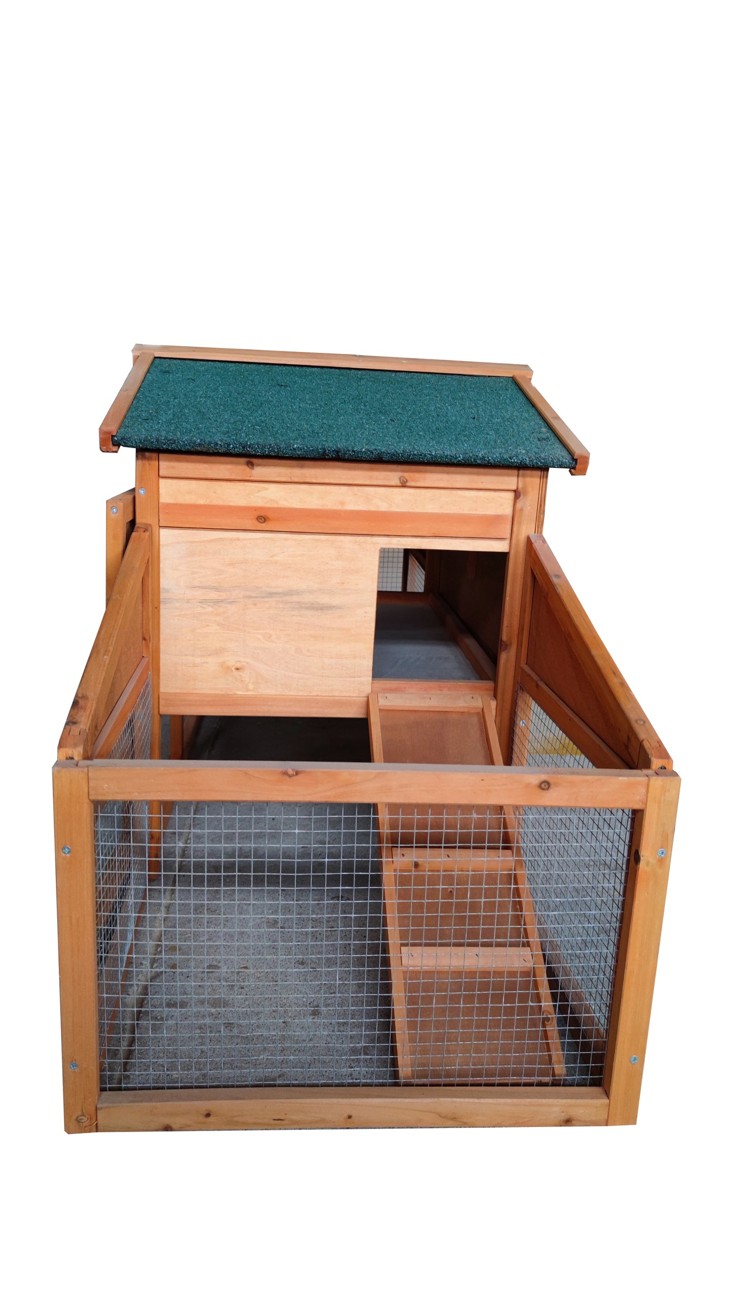 Garden Backyard 2-Layer Wooden Outdoor Rabbit Hutch Chicken Coop, Doors, Tray, Asphalt Roof - Large Size