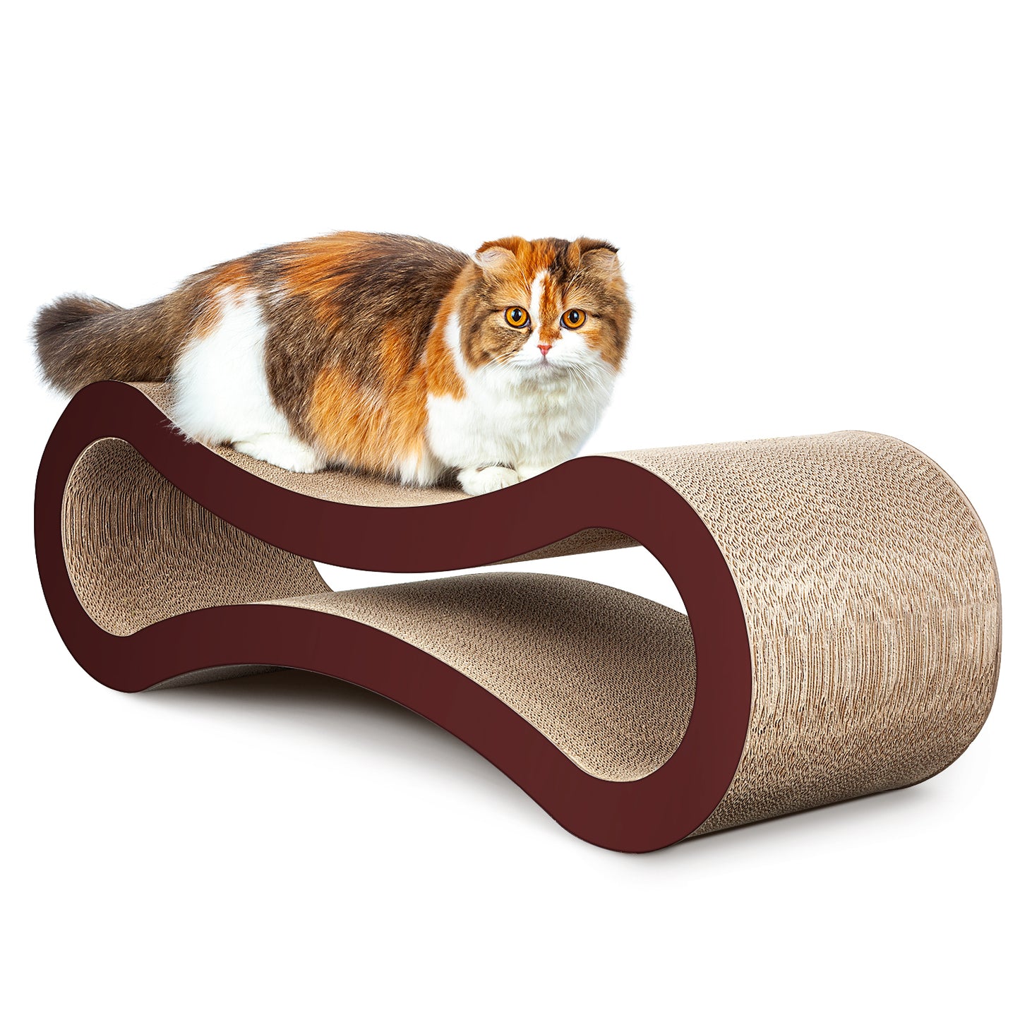 FluffyDream Cat Scratcher Cardboard - Infinity Shape, Curved Design, Scratching Pad House Bed Furniture Protector - Choose Your Color and Size