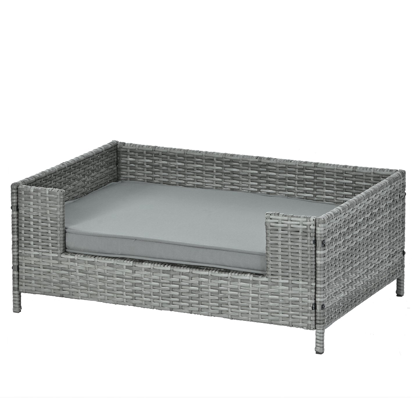 Dog Bed - Comfortable Pet Enclosure & Outdoor Furniture with Cushion - Seasonal PE Wicker, Various Sizes & Colors