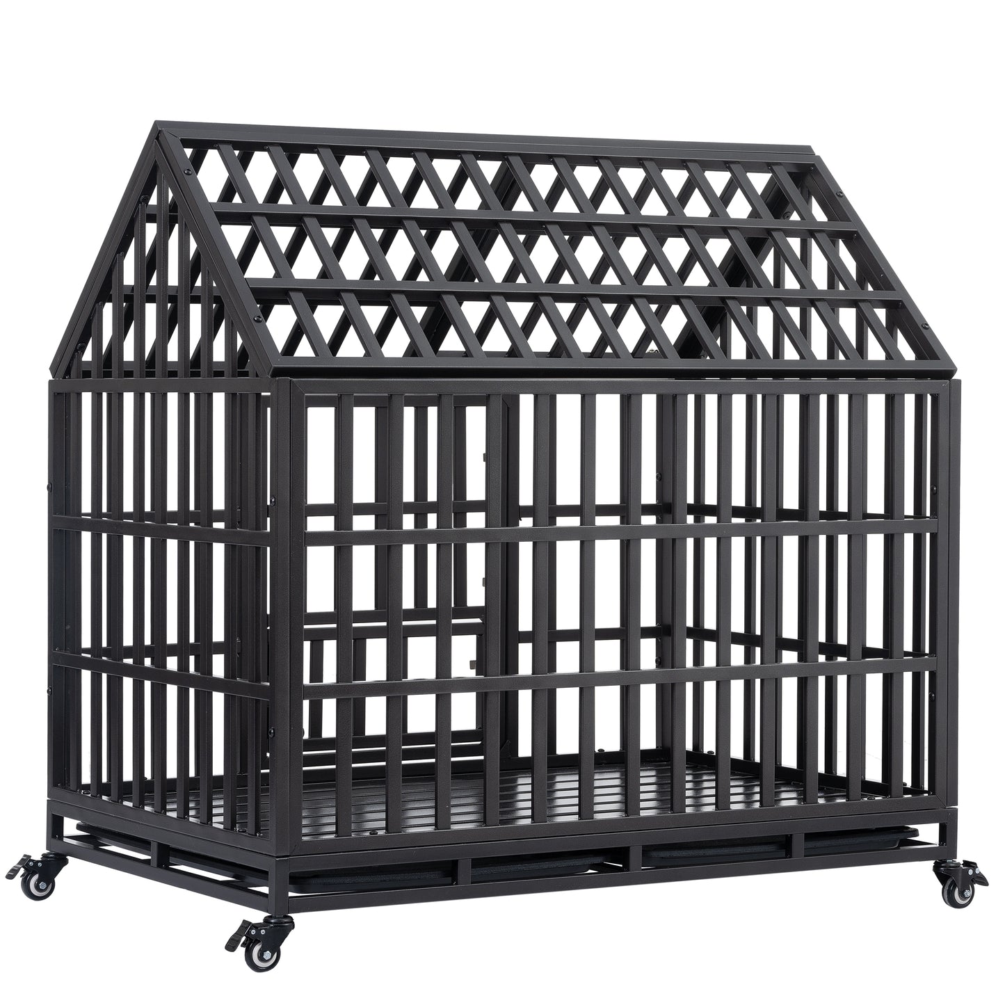 Heavy Duty Dog Cage with Roof - Sturdy Pet Crate for Secure Containment - Available in Various Sizes and Colors