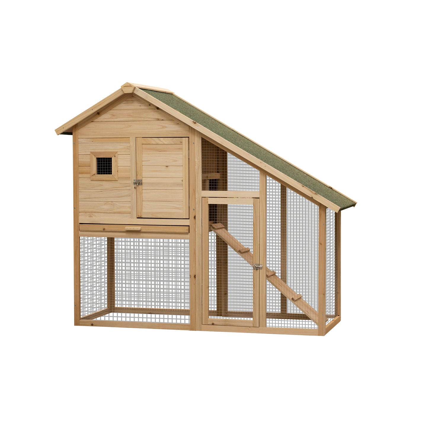 55" 2-Tier Wooden Rabbit Hutch Bunny Cage with Ramp, Waterproof Roof, Removable Tray & Outdoor Run - Small Animal House, Size L