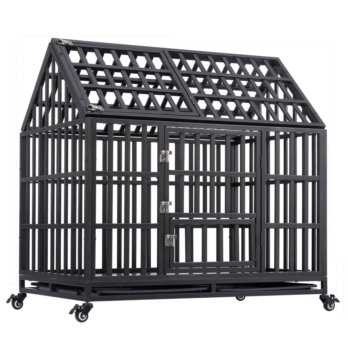 Heavy Duty Dog Cage with Roof - Sturdy Pet Crate for Secure Containment - Available in Various Sizes and Colors