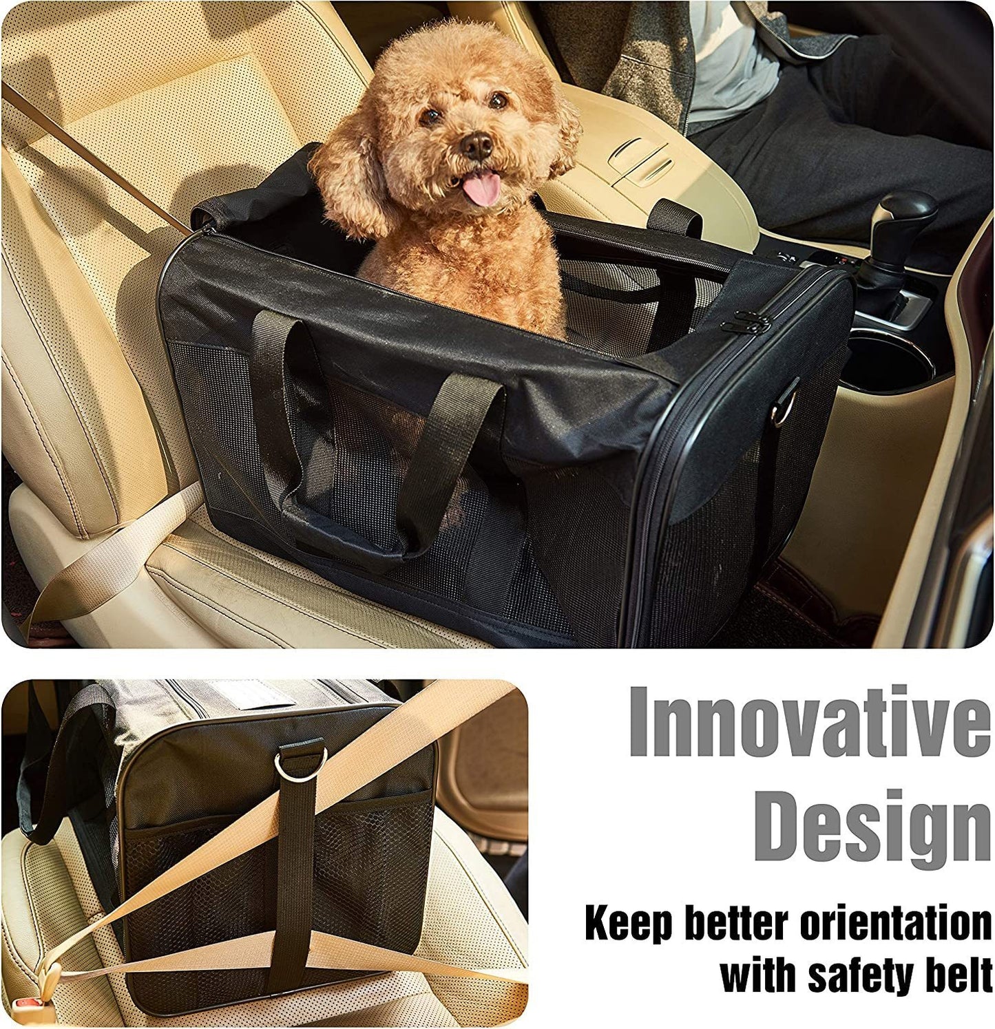 "Soft Sided Pet Travel Carrier for Cats, Small Dogs, Kittens or Puppies | Collapsible, Durable | Airline Approved | Travel Friendly | Safely Carry Your Pet Comfortably | ScratchMe | (Color/Size Options)"