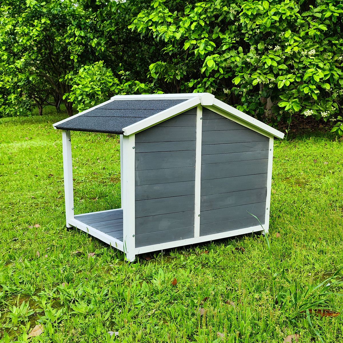 Large Outdoor Wooden Dog House: Waterproof, Windproof Kennel with Porch Deck - Provides Warmth, Comfort, and Shelter for Your Dog