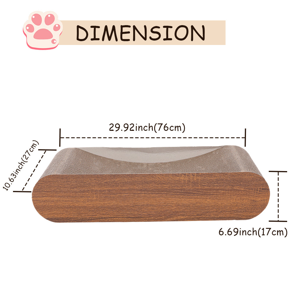 Fluffydream Cat Scratcher: Cardboard Lounge Bed, Bone Design, Recyclable Corrugated Pad, Stable & Durable. Furniture Protector, Reversible. Wood.