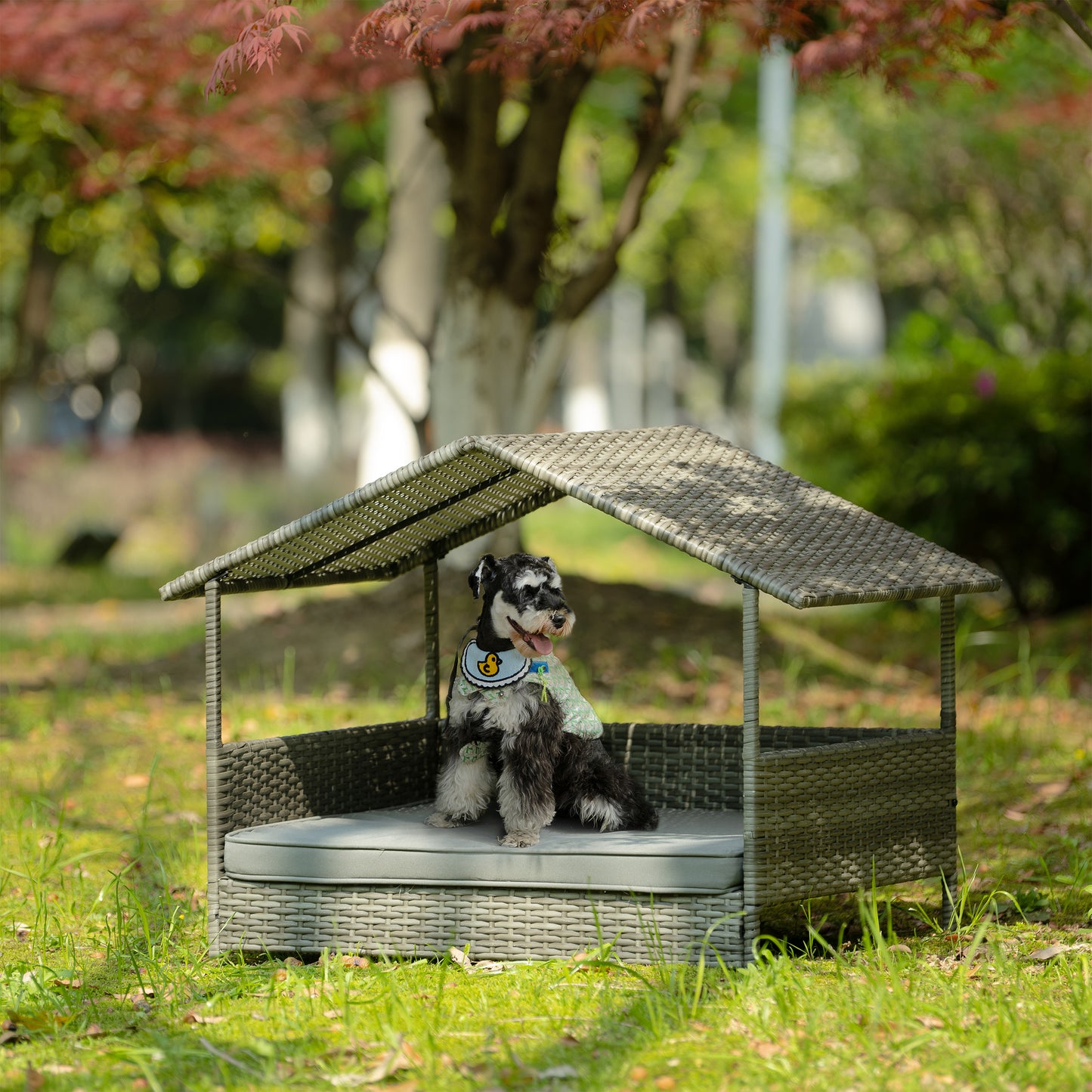 Dog Bed: PE Wicker Pet Furniture for Outdoor Comfort