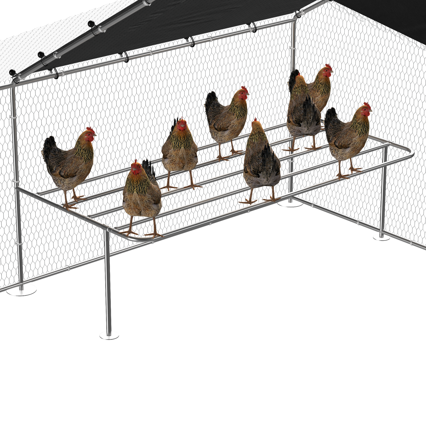 Large Metal Walk-In Chicken Coop with Galvanized Wire - Outdoor, Backyard, Farm - Waterproof, UV Protection - 9.8'W x 13.1'L x 6.6'H