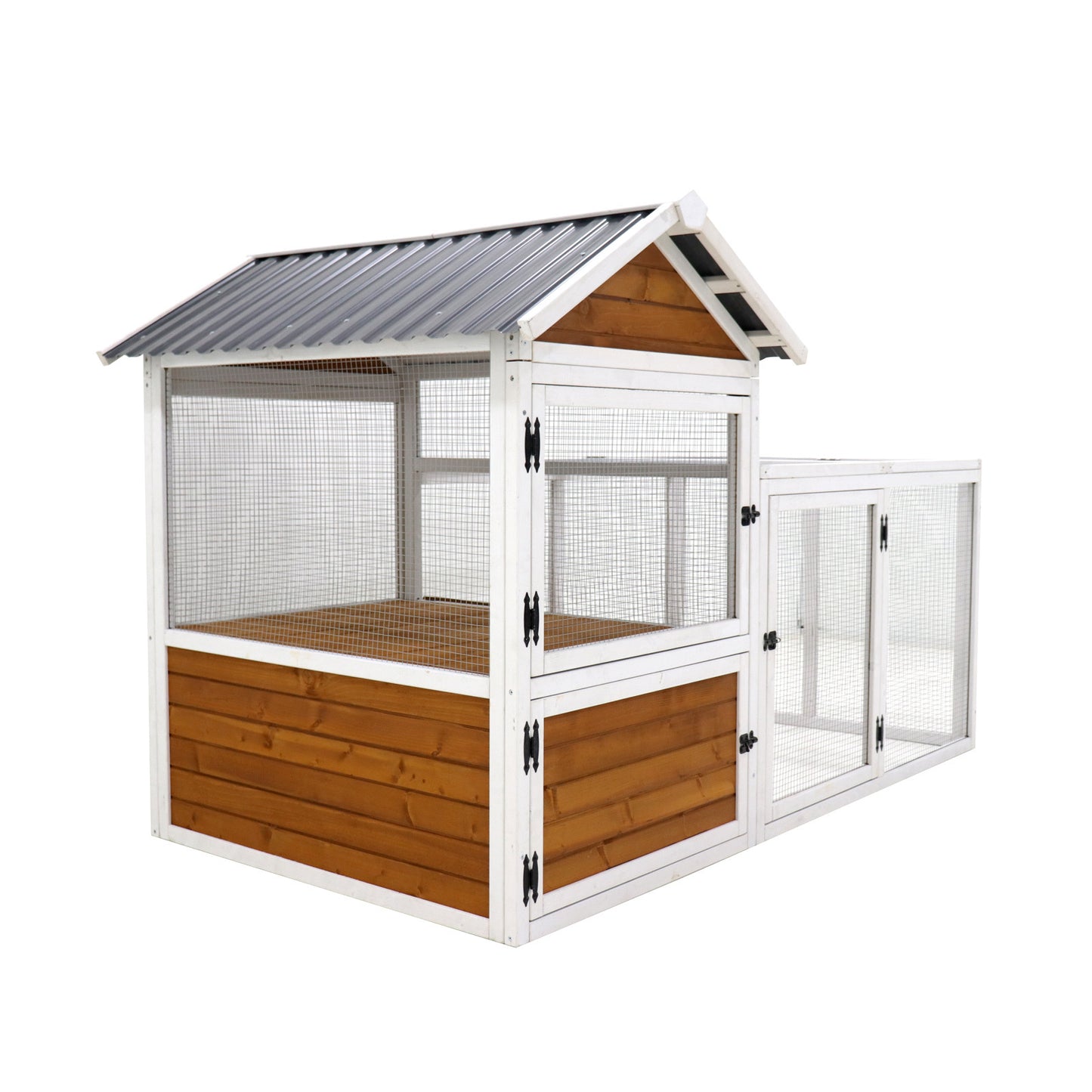 Large Outdoor Chicken Coop - Wooden Duck & Bird Cage with Nest Box - Waterproof PVC Board (Yellow Brown Gradient, 80")