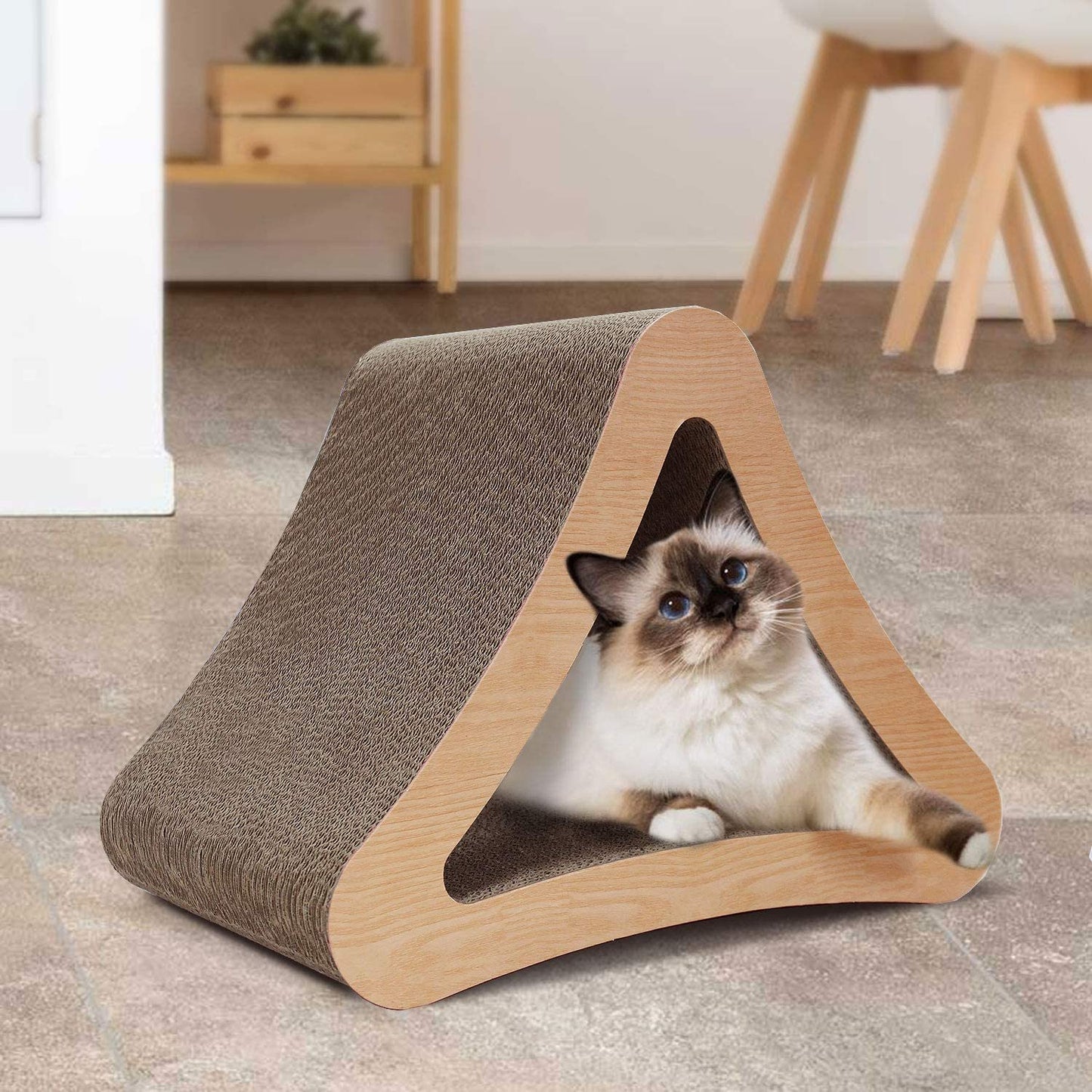 3-Sided Triangle Cat Scratching Post | Prevents Furniture Damage | Recycle Corrugated Vertical Cat Board Pads | Triangular | Multiple Sizes