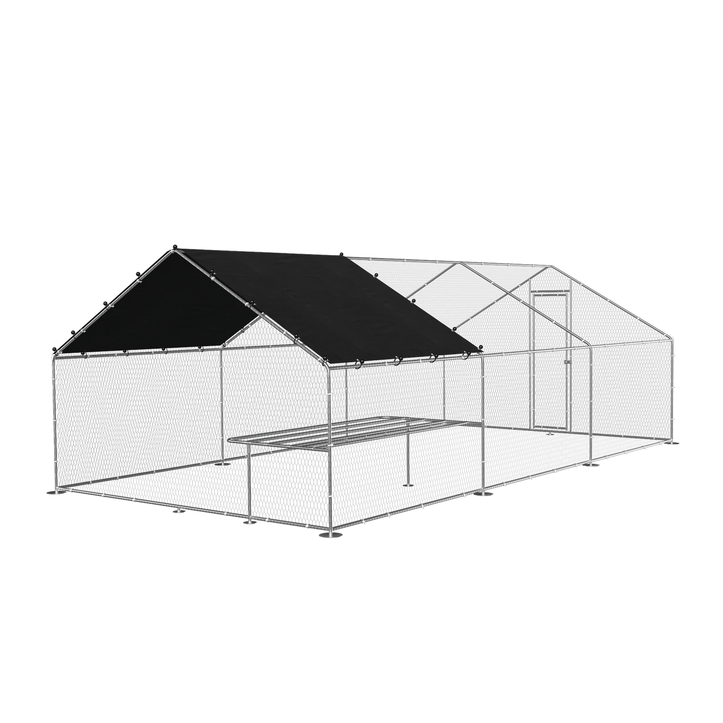 Large Metal Chicken Coop with Walk-In Design, Galvanized Wire, Waterproof Cover - Ideal for Outdoor, Backyard, and Farm Use (9.8' W x 19.7' D x 6.6' H)