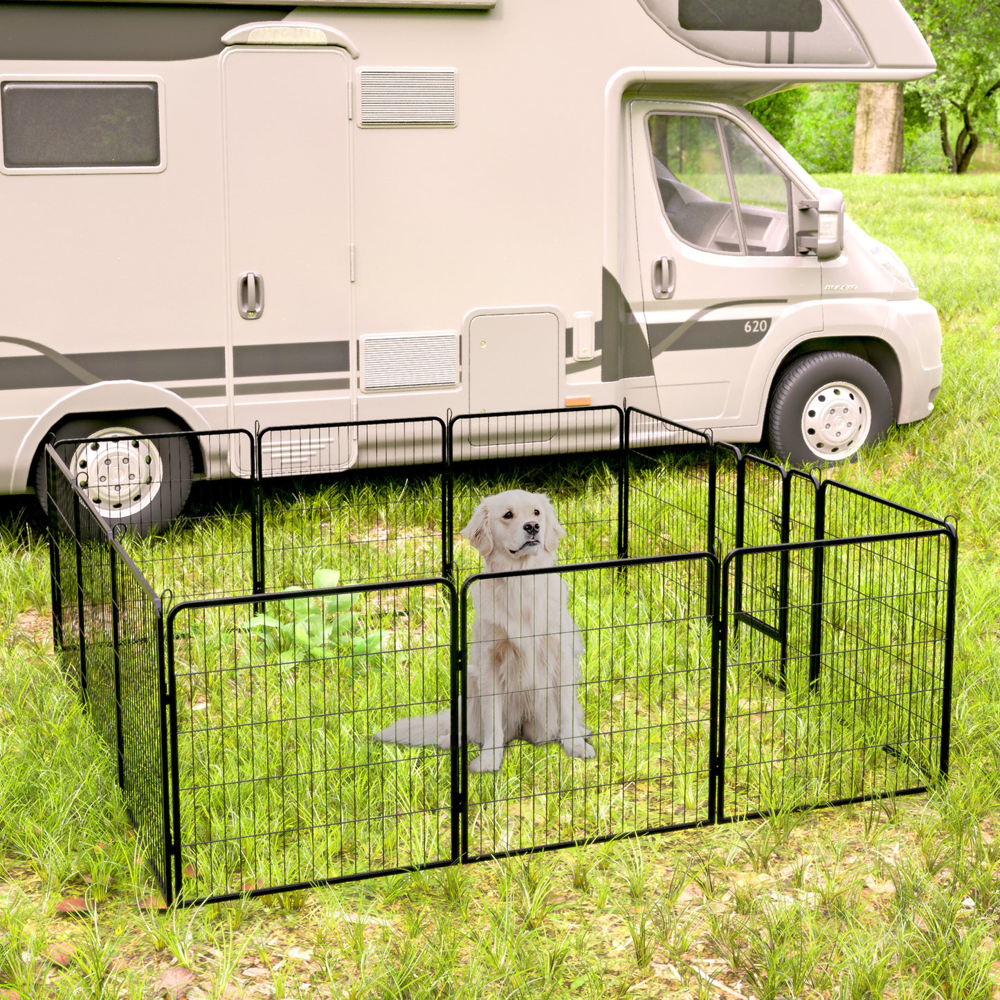 Dog Pens Outdoor 32" Foldable Heavy Duty Metal Playpen for Large/Medium/Small Pets - Anti-Rust Exercise Dog Fence with Doors - Portable & RV Camping Yard - 12 Panels - Indoor Play Pen - Various Sizes