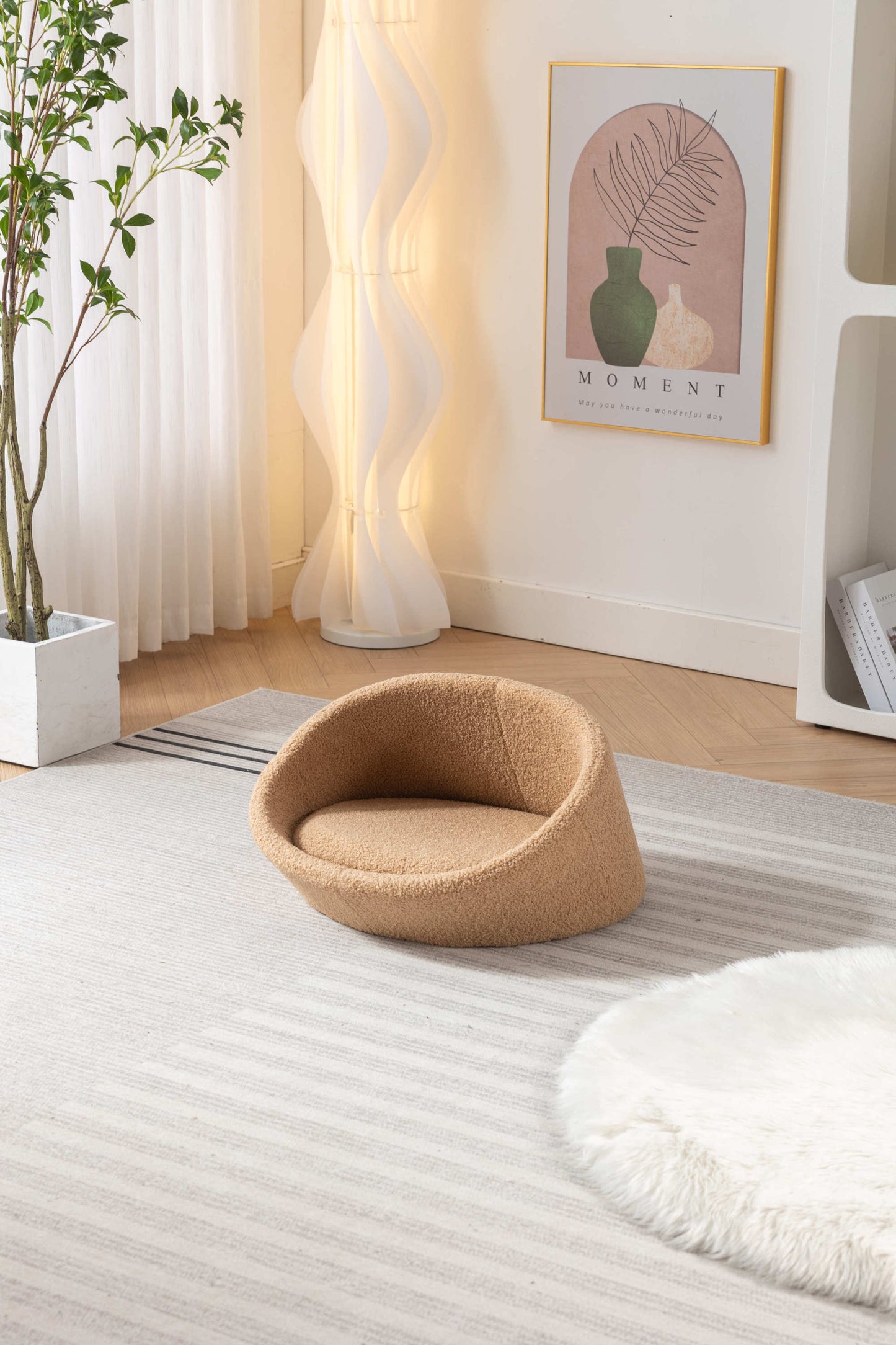 PANGPANG Cat Bed Pet Sofa: Solid Wood Frame, Cashmere Cover, Mid-Size, Brown Color