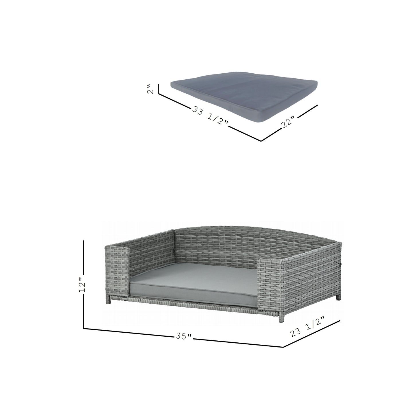 Dog Bed: Pet Enclosures, Outdoor Furniture & Seasonal PE Wicker - Comfy Cushion, Various Sizes, and Colors