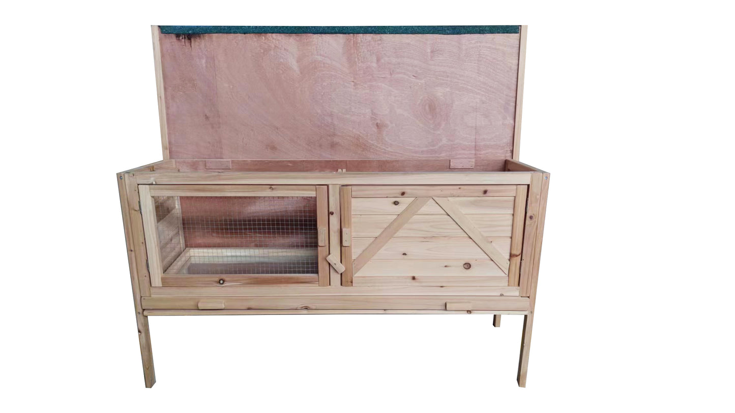 Outdoor Wooden Rabbit Hutch with Open-Up Roof - Guinea Pig Hutch | Bunny Cage with Pull-Out Tray | Size & Color Options Available